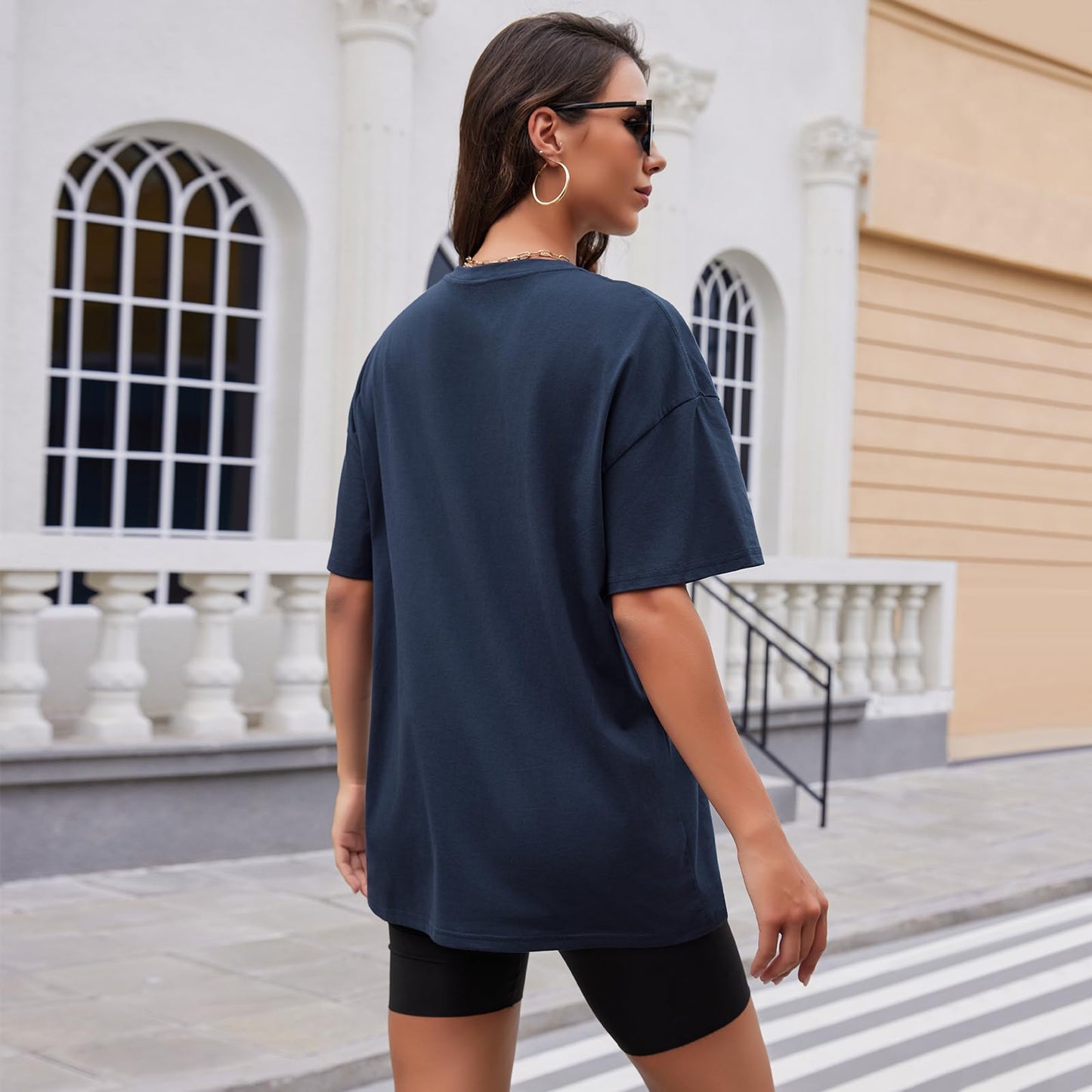 Women’s Oversized Cotton T-Shirt – Round Neck Short Sleeve