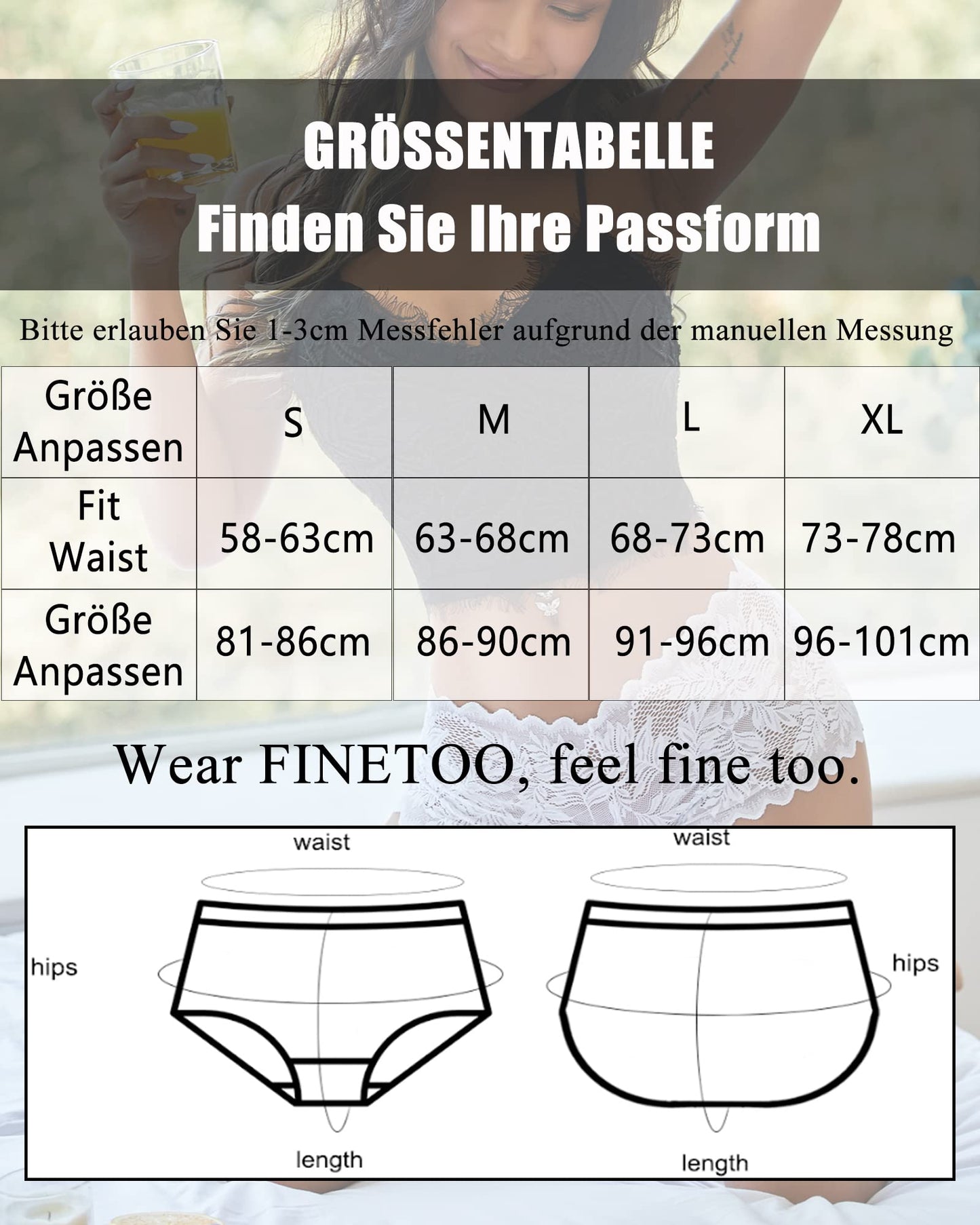 FINETOO Women's Lace Underwear Sexy Soft Hipster Multipack of 5 (S–XL)