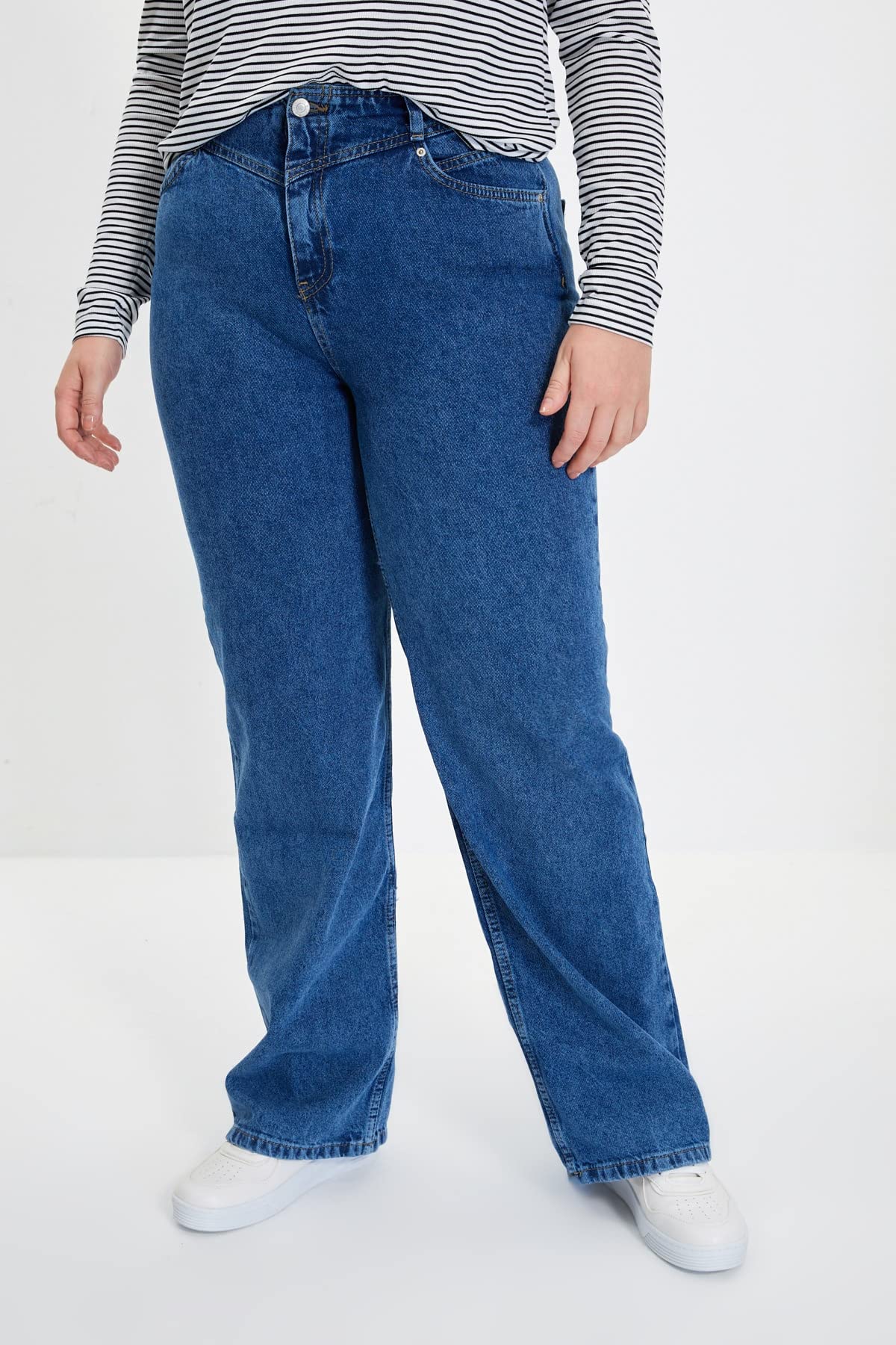 Trendyol Women’s 90s High Waist Wide Leg Jeans – 100% Cotton, Casual Fit