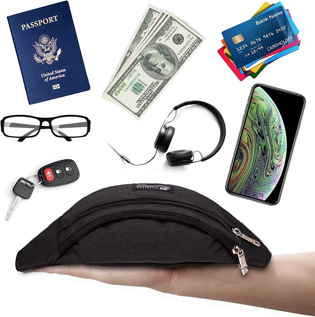 LEBEXY Waterproof Waist Bag – Sporty Black Fanny Pack for Men & Women