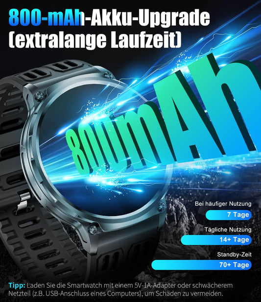 LIGE Men's Smartwatch with Phone Function, 1.85 Inch HD Large Display, 70+ Days Battery Life, Men's Sports Watch with 120+ Sports Modes, Heart Rate / Sleep Monitor, Fitness Watch for iOS Android, 3
