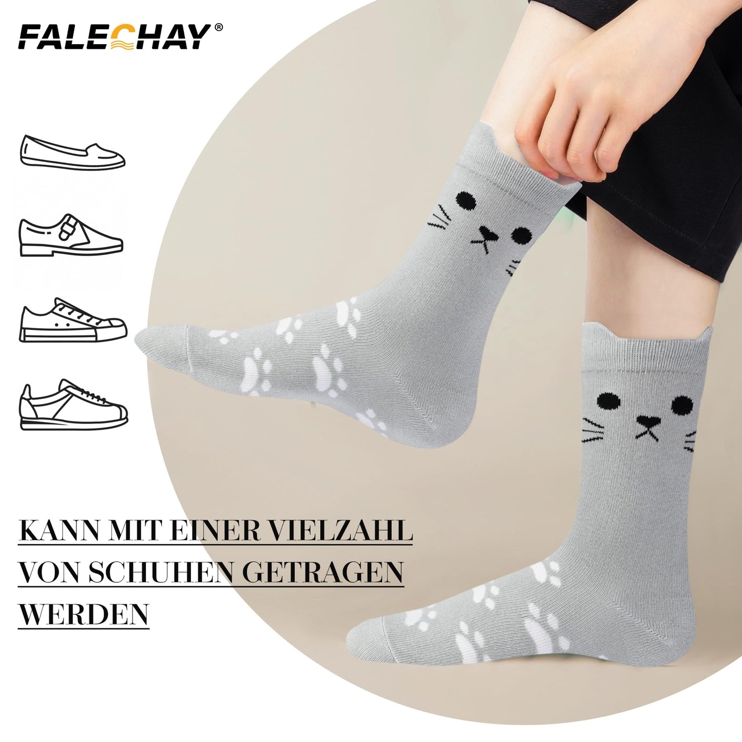 Falechay Women's Socks 10 Pairs – Colorful Cotton Sports Socks