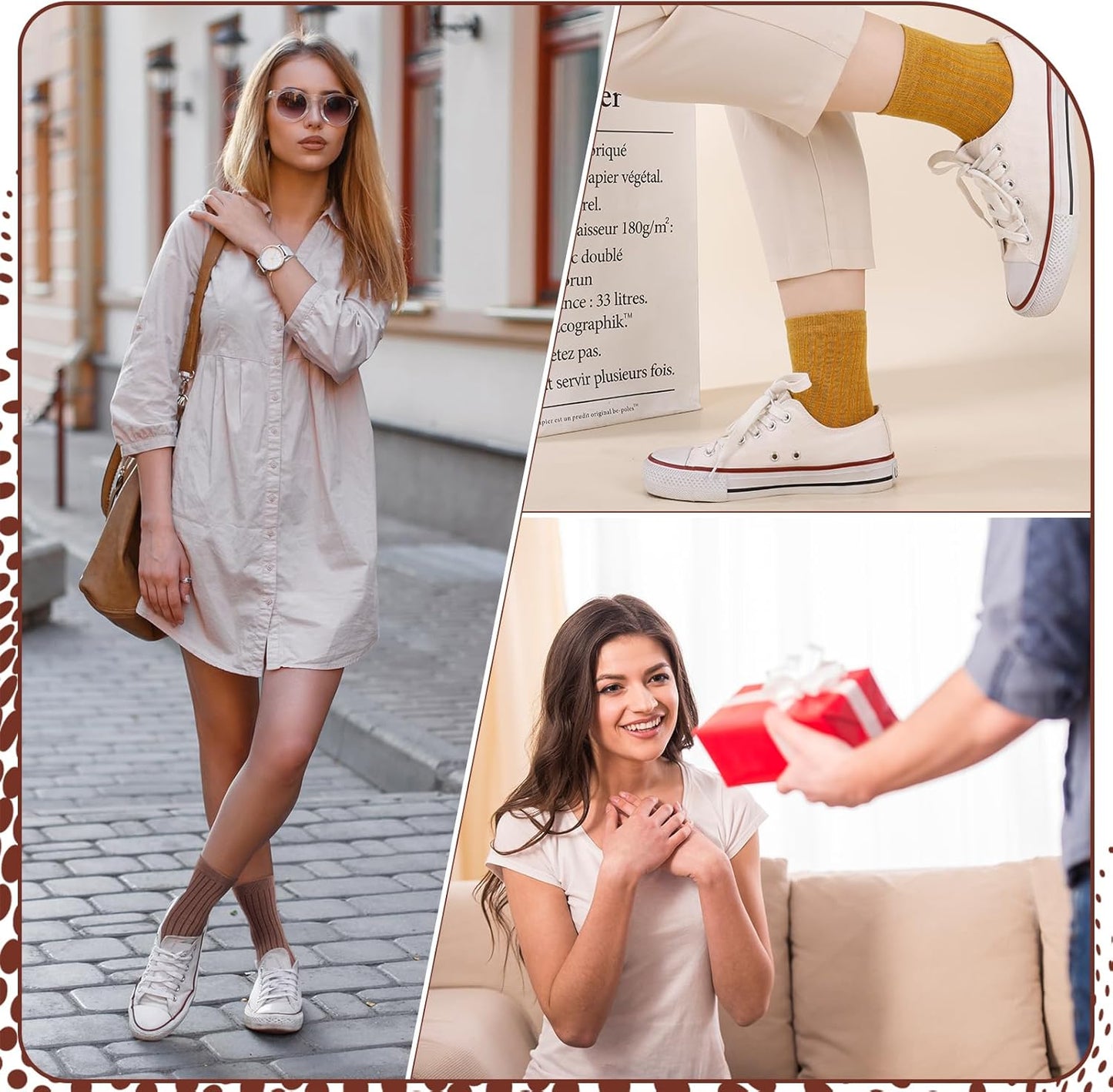 10 Pairs Women's Long Cotton Socks – Breathable Crew Socks