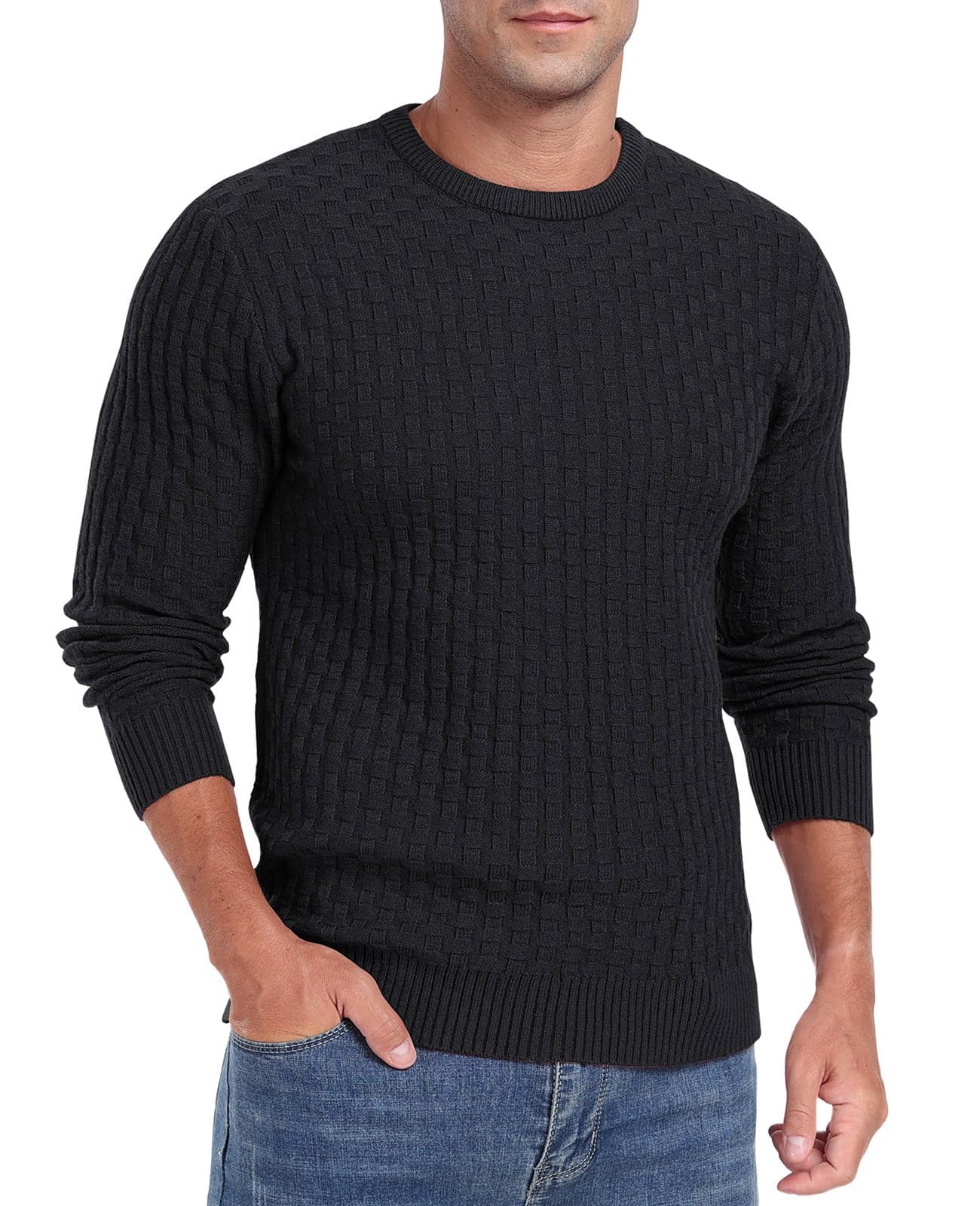 Sailwind Men’s Crew Neck Waffle Knit Sweater