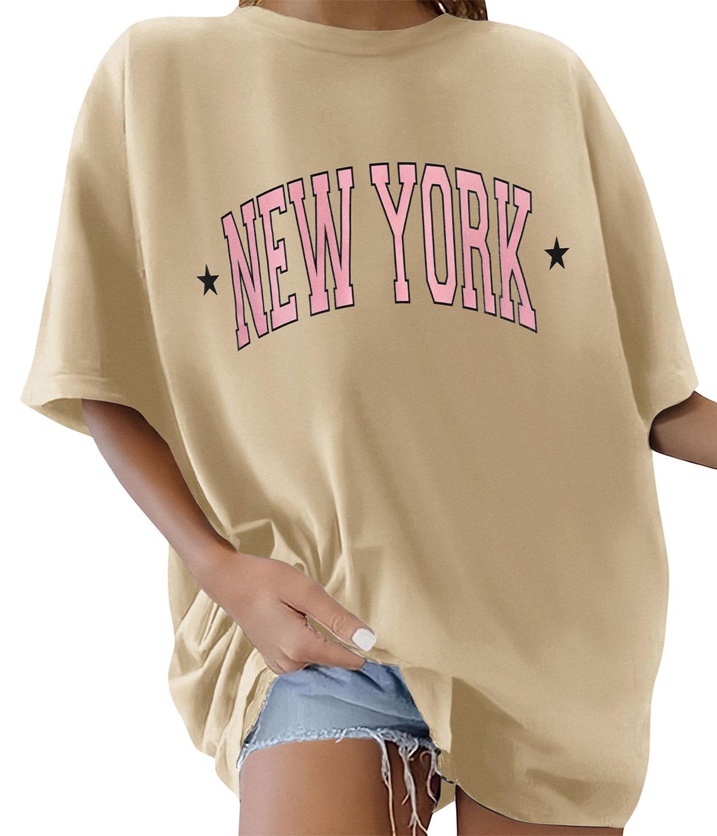 Women’s Oversized Cotton T-Shirt – Round Neck Short Sleeve