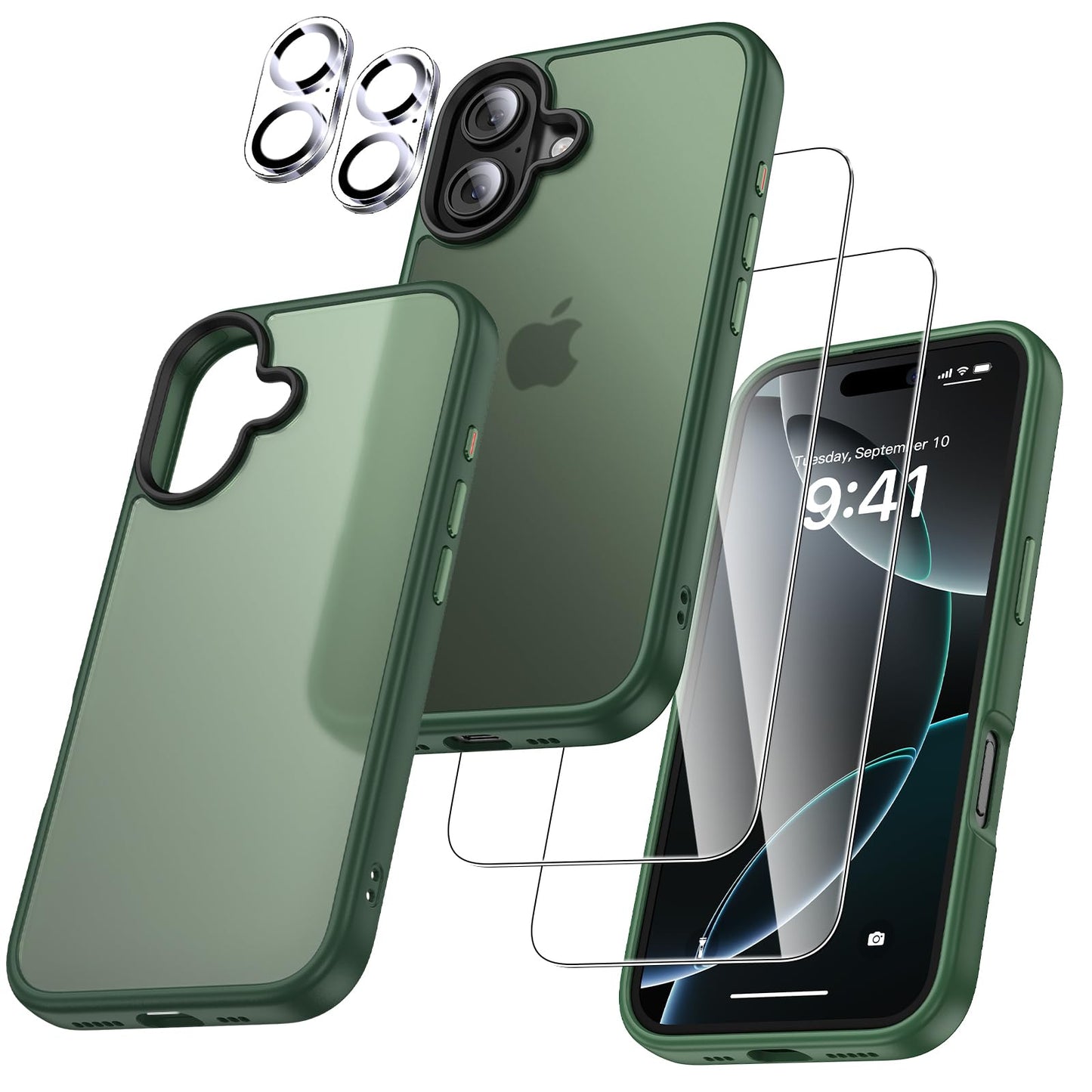 UniqueMe Case for iPhone 17 - Mobile Phone Case for iPhone 17 Case, 5-in-1 Set All-Round Protection Protective Cover, 1 Mobile Phone Case &amp; 2 Screen Protectors &amp; 2 Camera Protection - Transparent