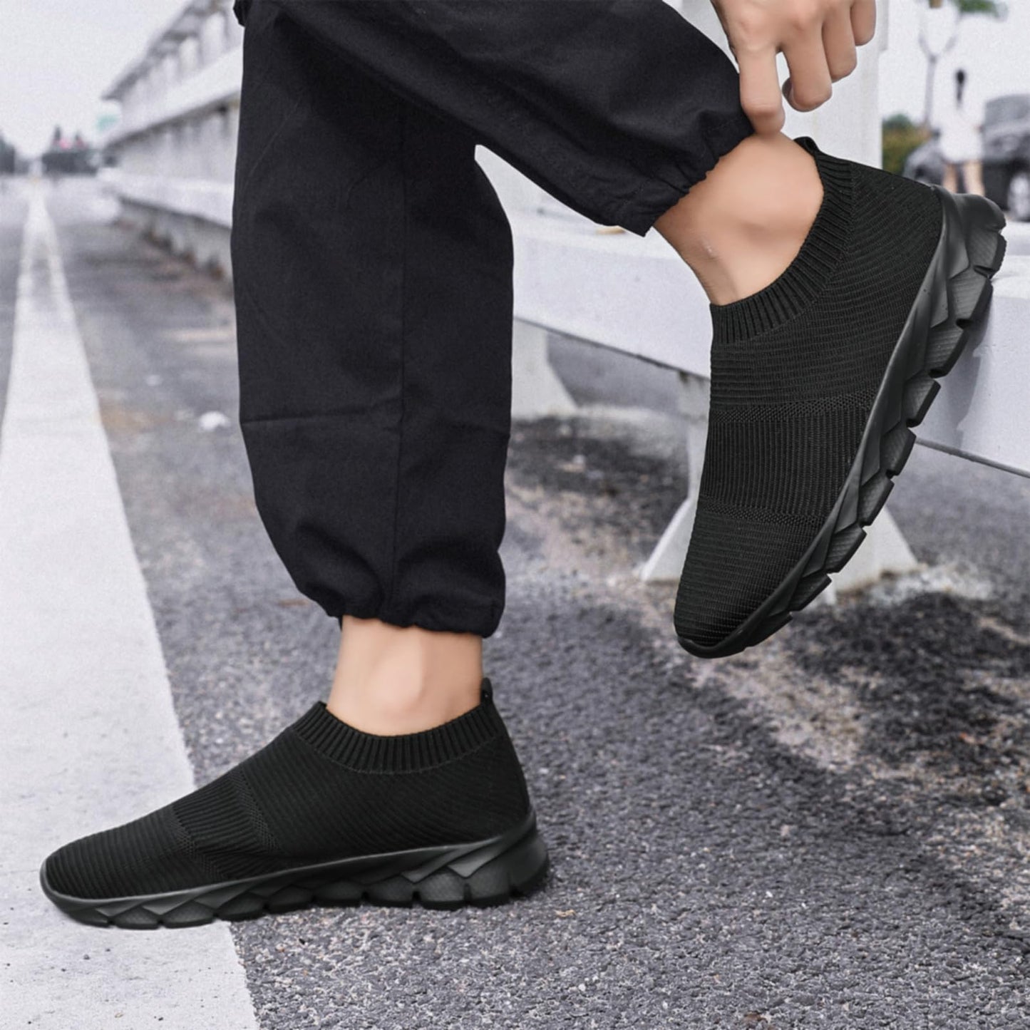 Men’s Slip-On Running Shoes – Lightweight Breathable Athletic Sneakers