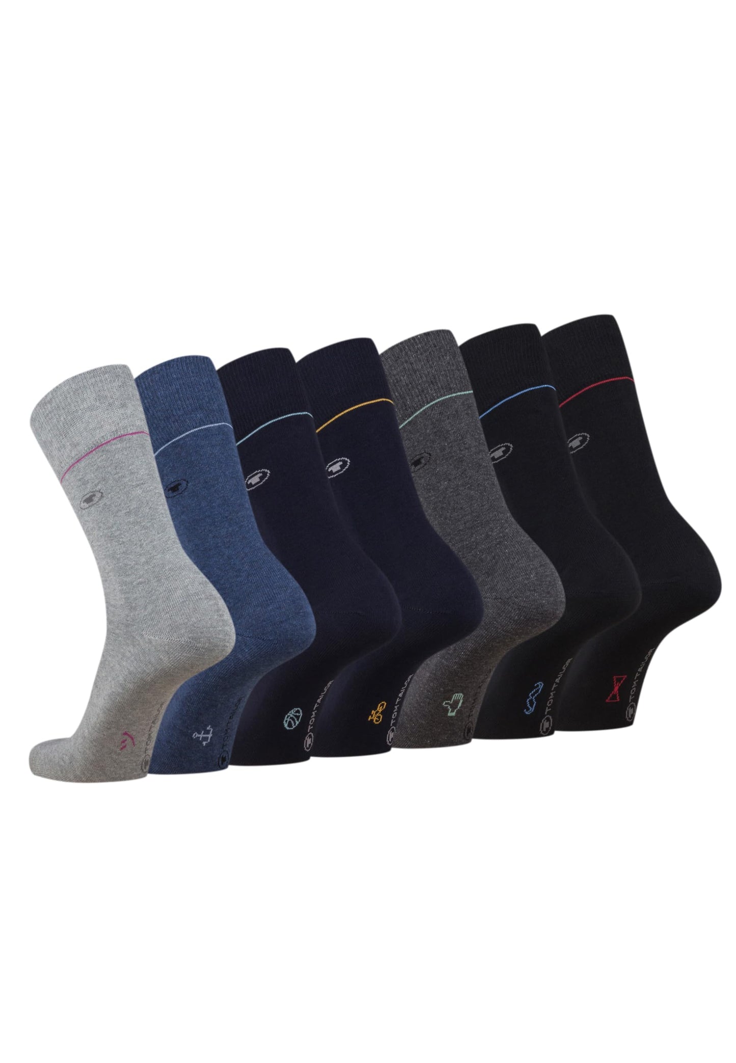 TOM TAILOR Men’s Socks – 7 Pairs in Striped Everyday Cotton Box
