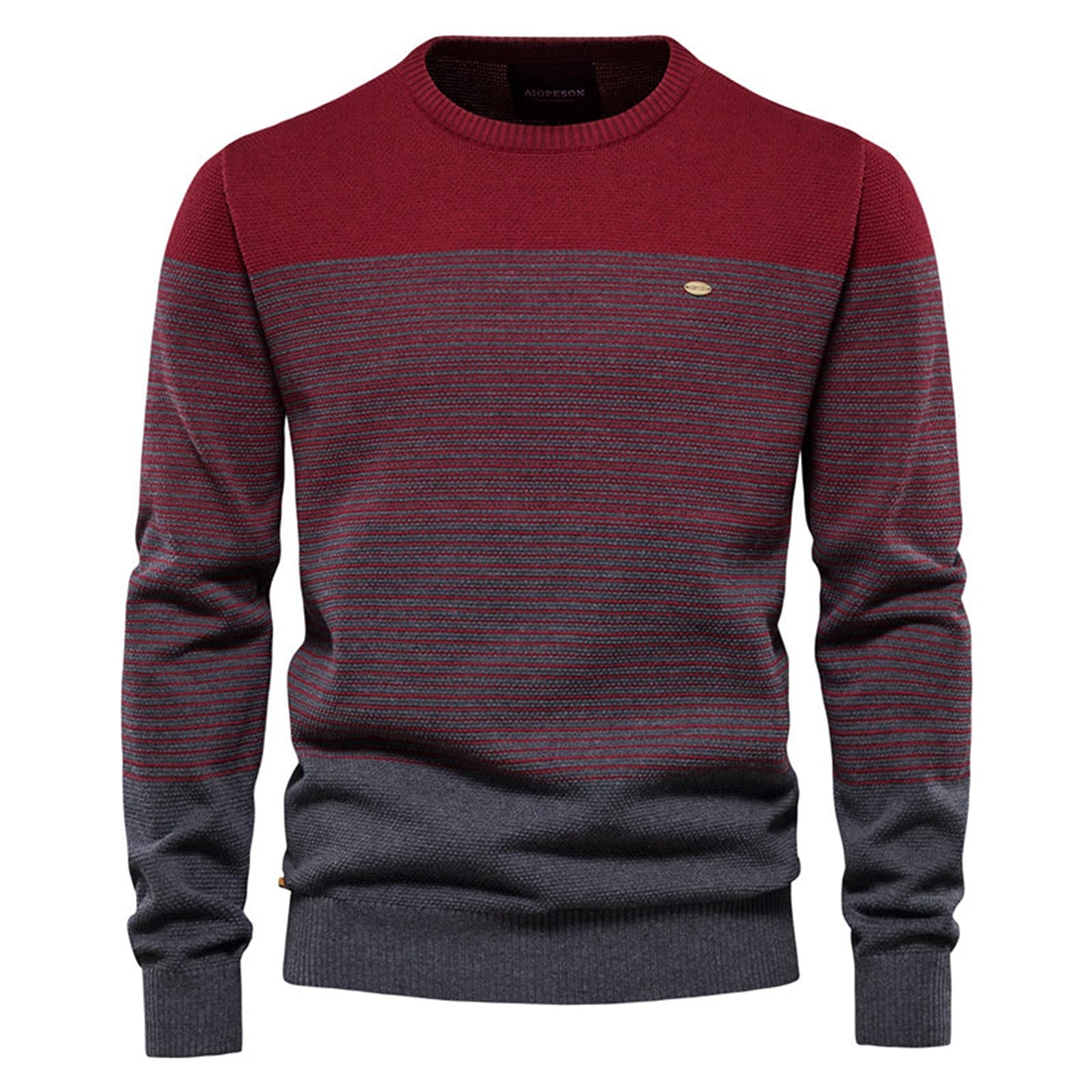 SSBZYES Men’s Striped Contrast Sweater – Slim Fit Crewneck Pullover