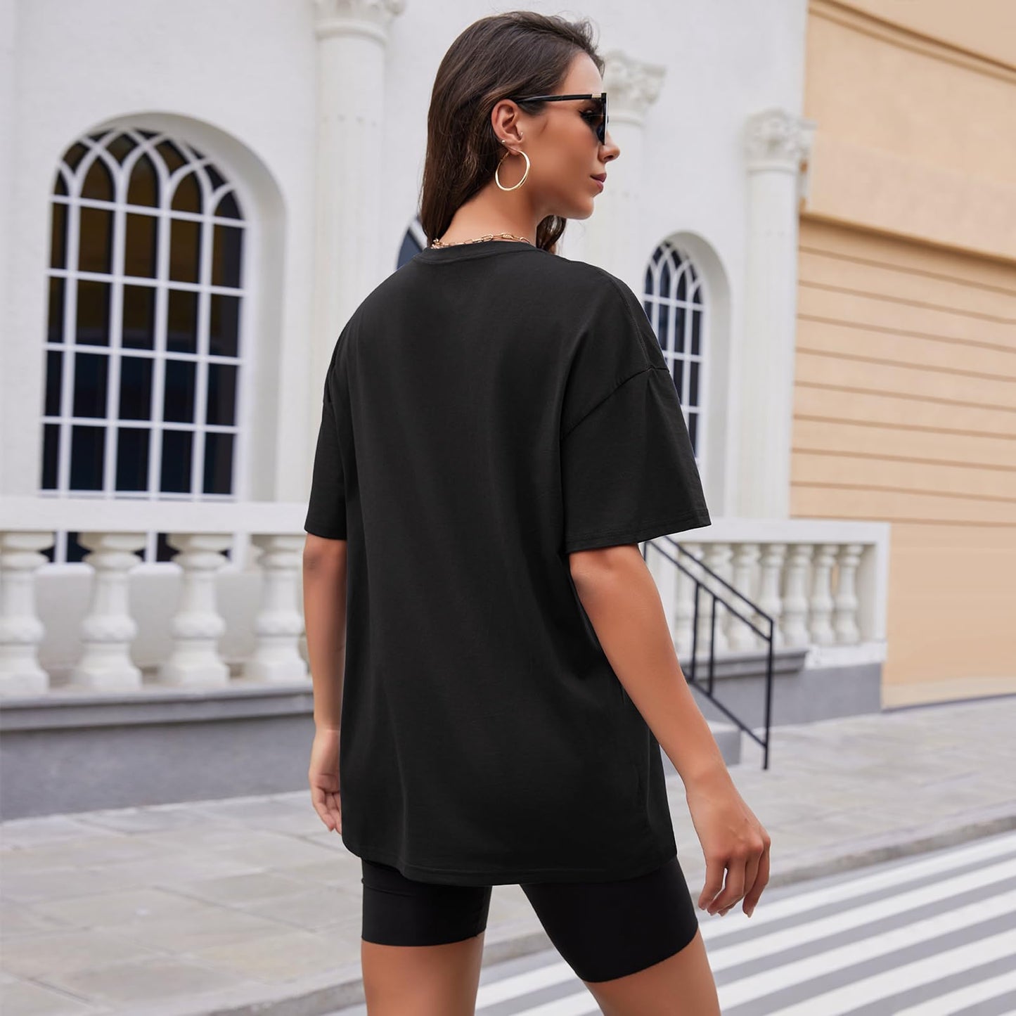 Women’s Oversized Cotton T-Shirt – Round Neck Short Sleeve