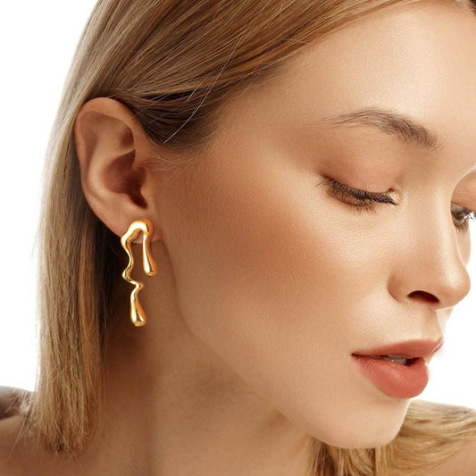 18K Gold Drop Earrings for Women
