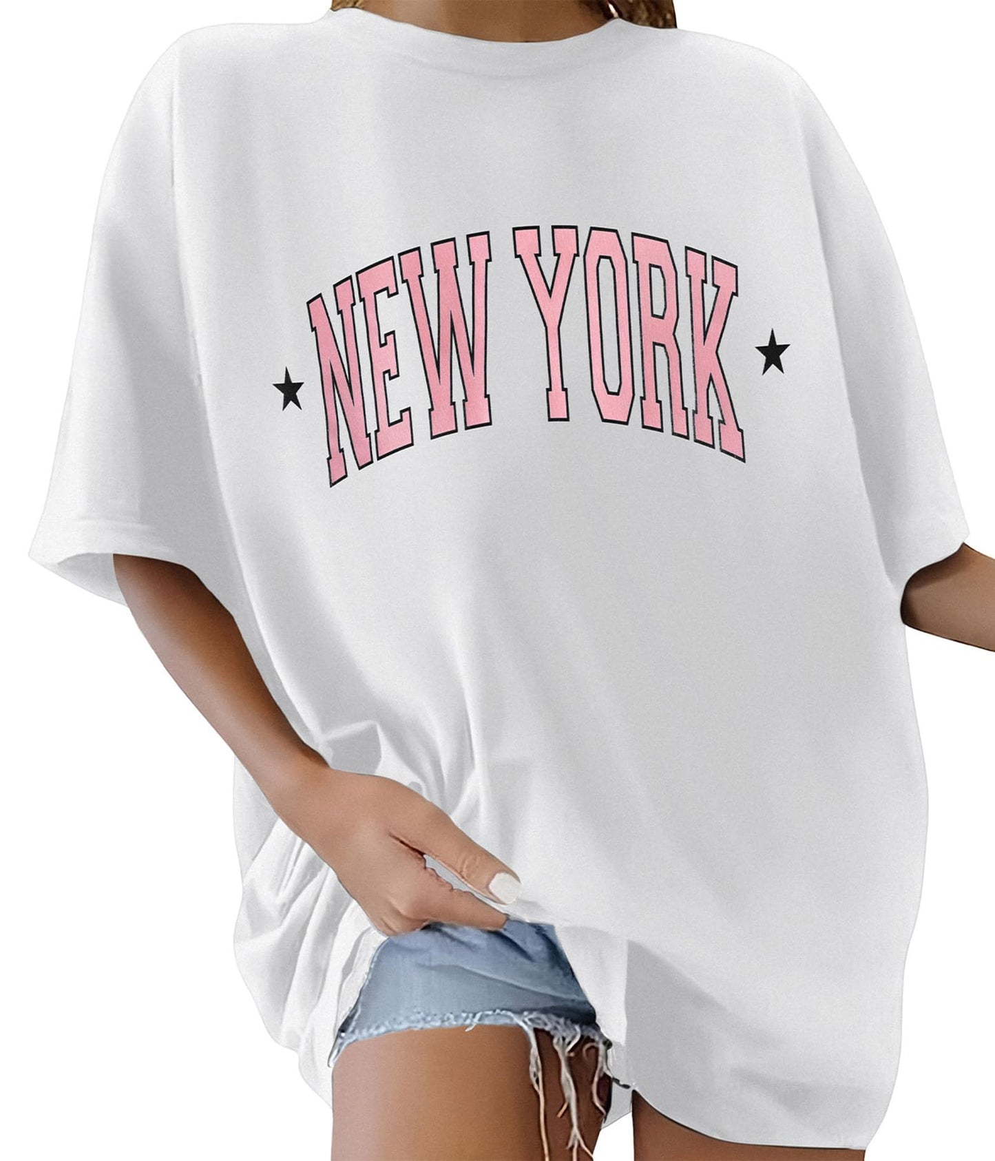 Women’s Oversized Cotton T-Shirt – Round Neck Short Sleeve