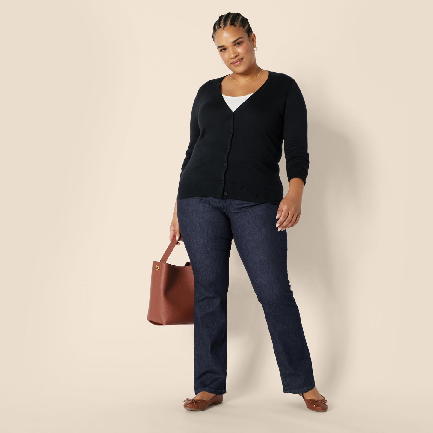 Essentials Women’s Mid-Rise Bootcut Jeans – Slim Fit with Stretch Denim