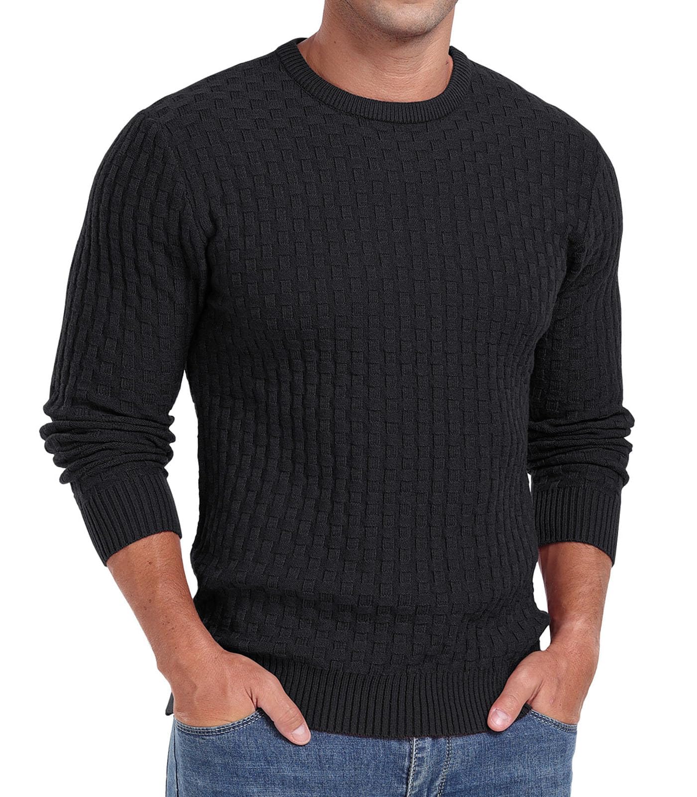 Sailwind Men’s Crew Neck Waffle Knit Sweater