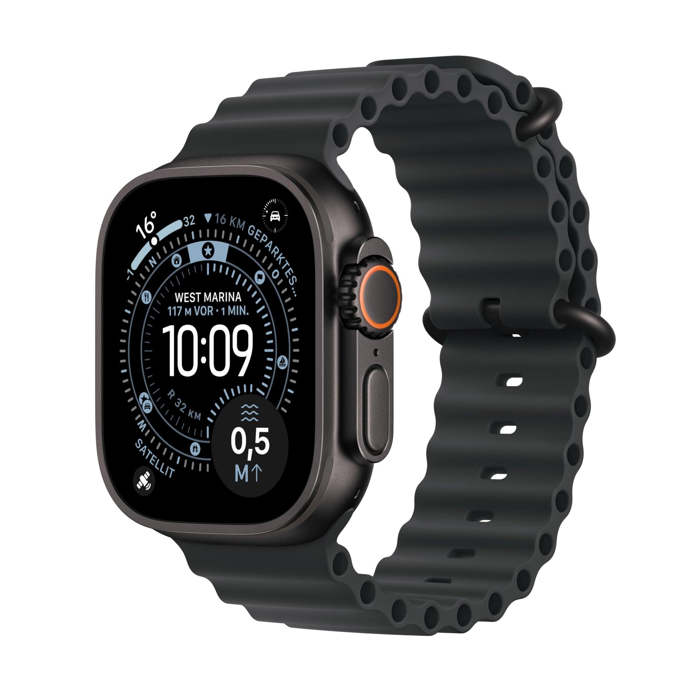 Apple Watch Ultra 3 GPS + Cellular 49 mm Premium Smartwatch for Running Training and Combination Sports with Robust Titanium Case in Black and Alpine Loop in Black (Medium) 