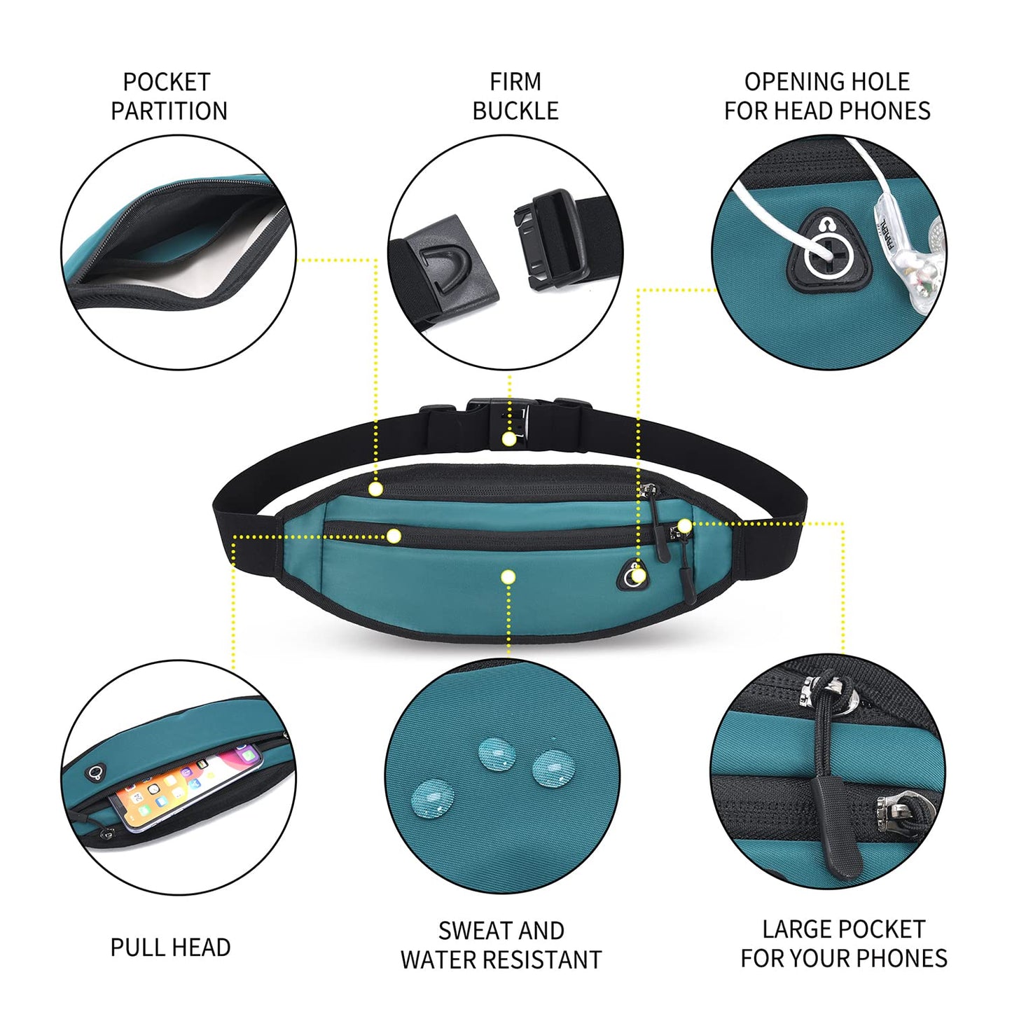 QKUDS Running Belt Waist Pack – Waterproof Fanny Pack