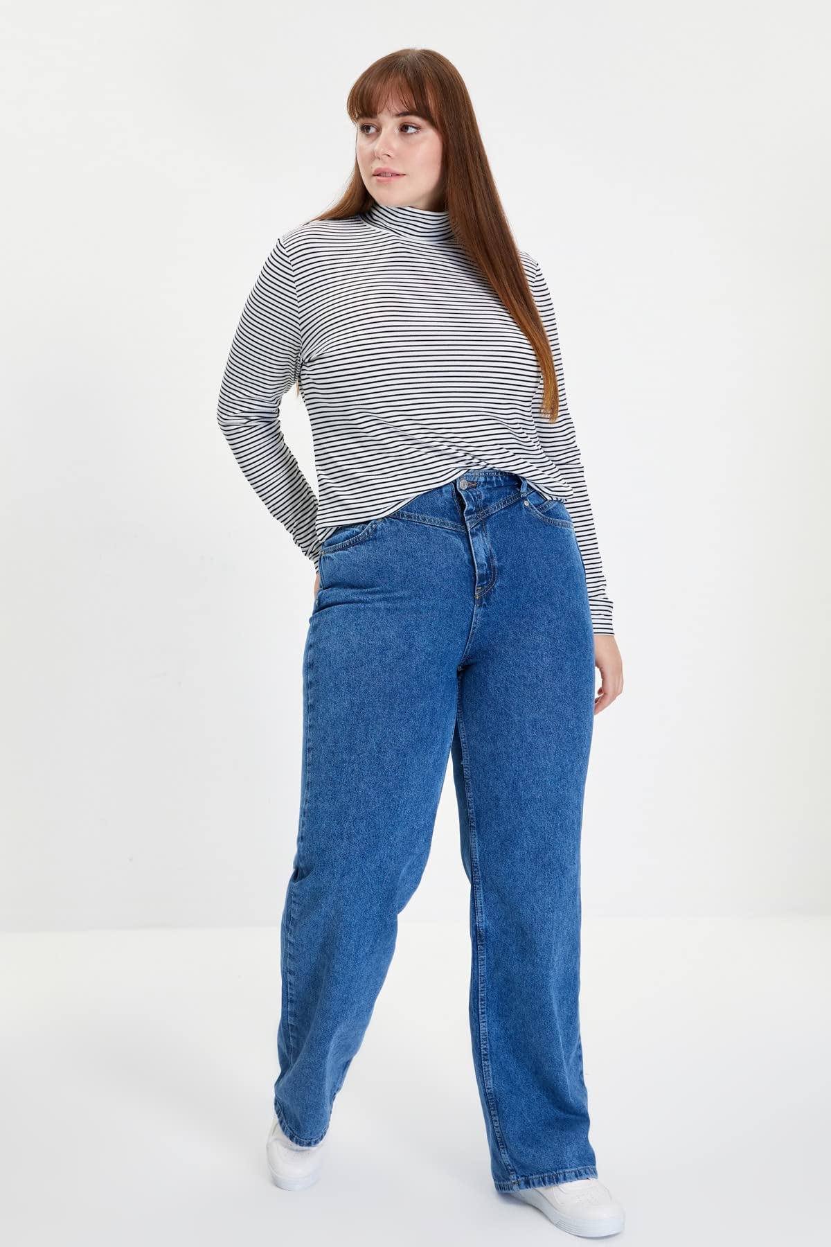 Trendyol Women’s 90s High Waist Wide Leg Jeans – 100% Cotton, Casual Fit