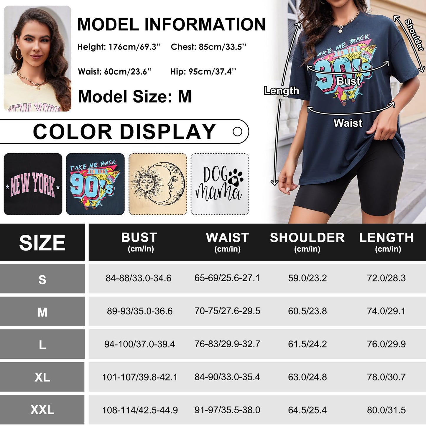 Women’s Oversized Cotton T-Shirt – Round Neck Short Sleeve