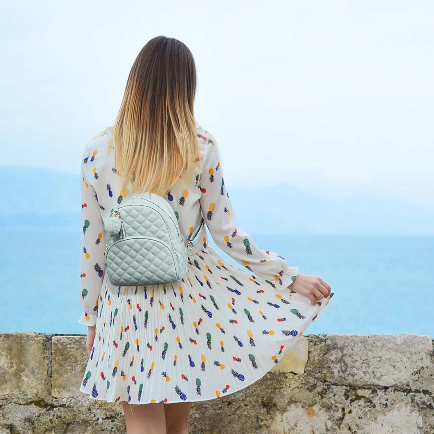 ECOSUSI Quilted Mini Backpack for Women