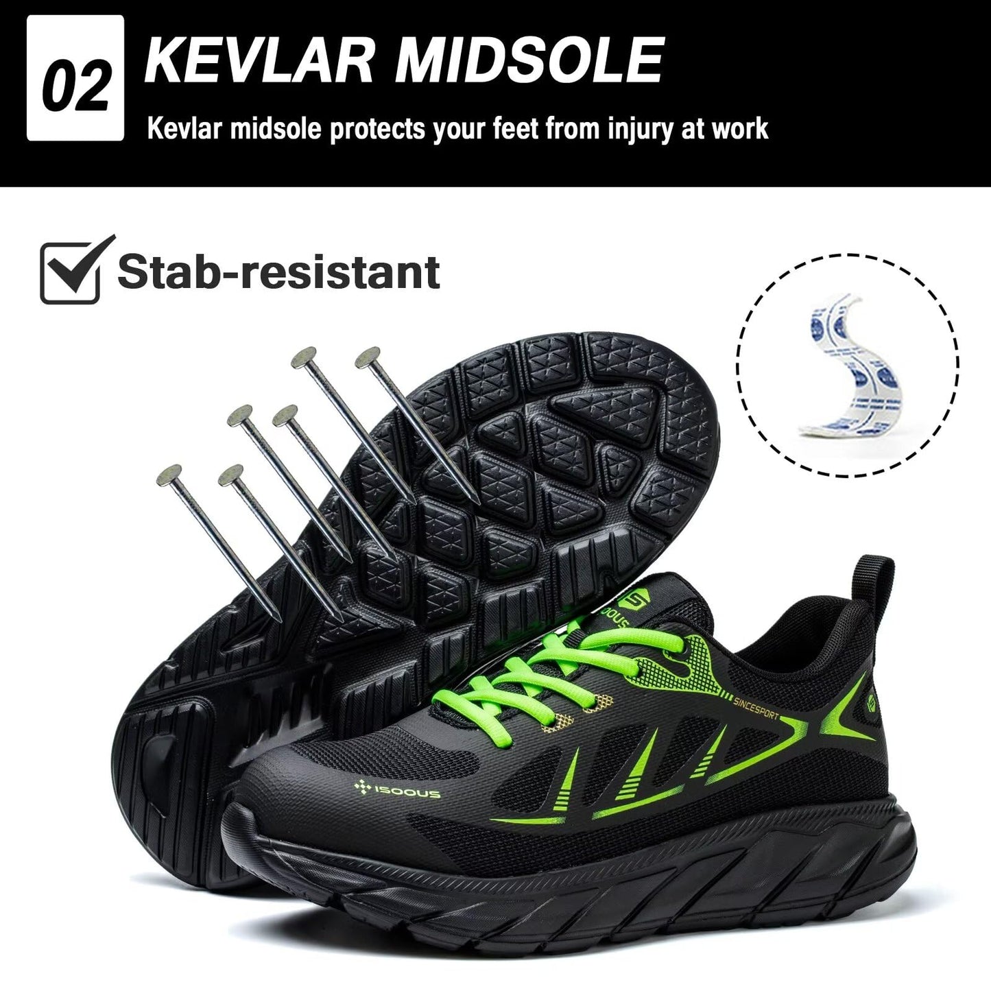 ISOOUS Safety Shoes – Lightweight Steel Toe Work Sneakers