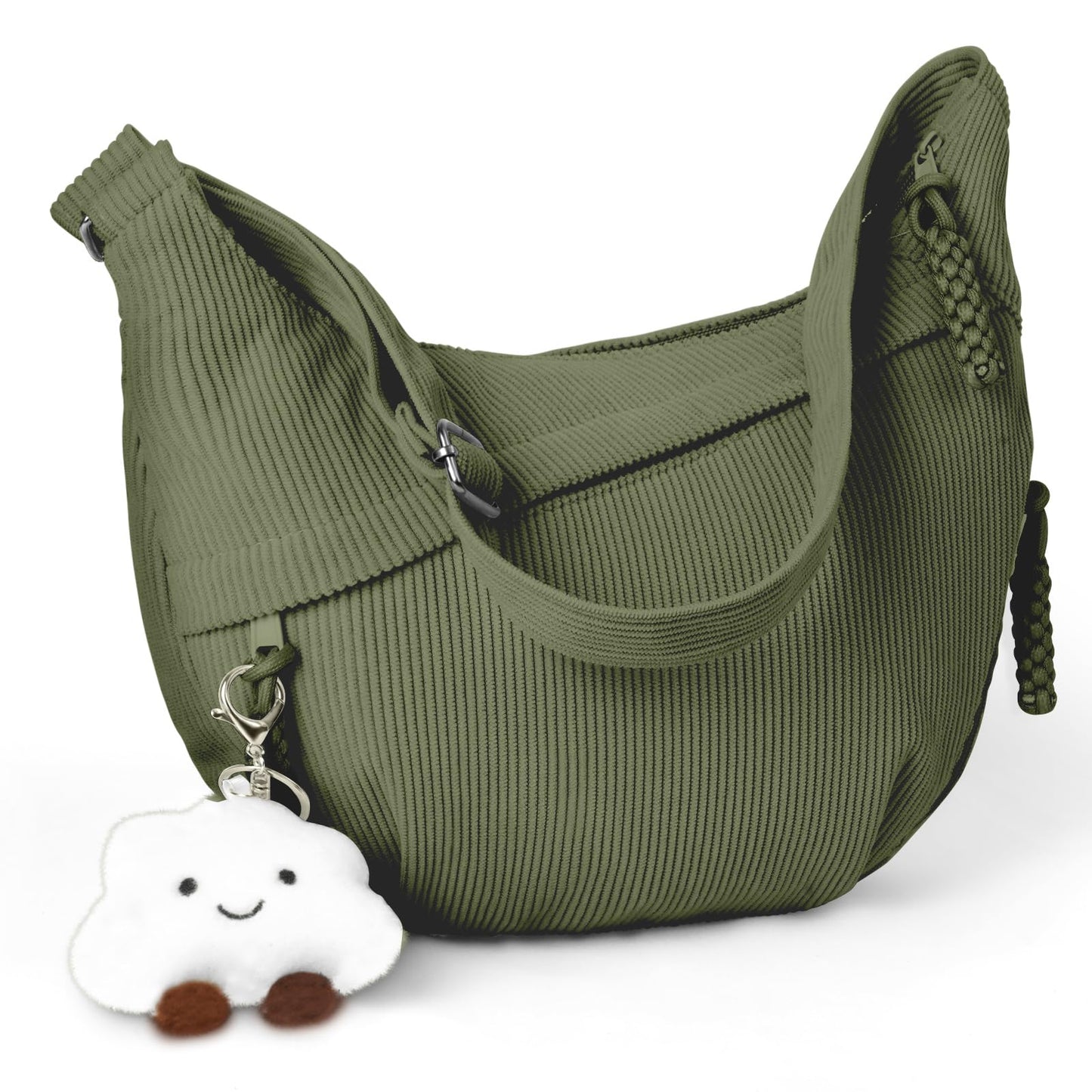 Aucuu Women’s Corduroy Halfmoon Crossbody Bag