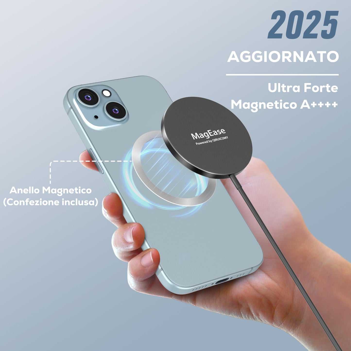 Magnetisches kabelloses Ladegerät, MagEase 15 W kabelloses Ladegerät mag~Safe, kompatibel mit iPhone 17/16/15/14/13/12-Serie und AirPods 3/2/Pro,2-Stück (Weiß)