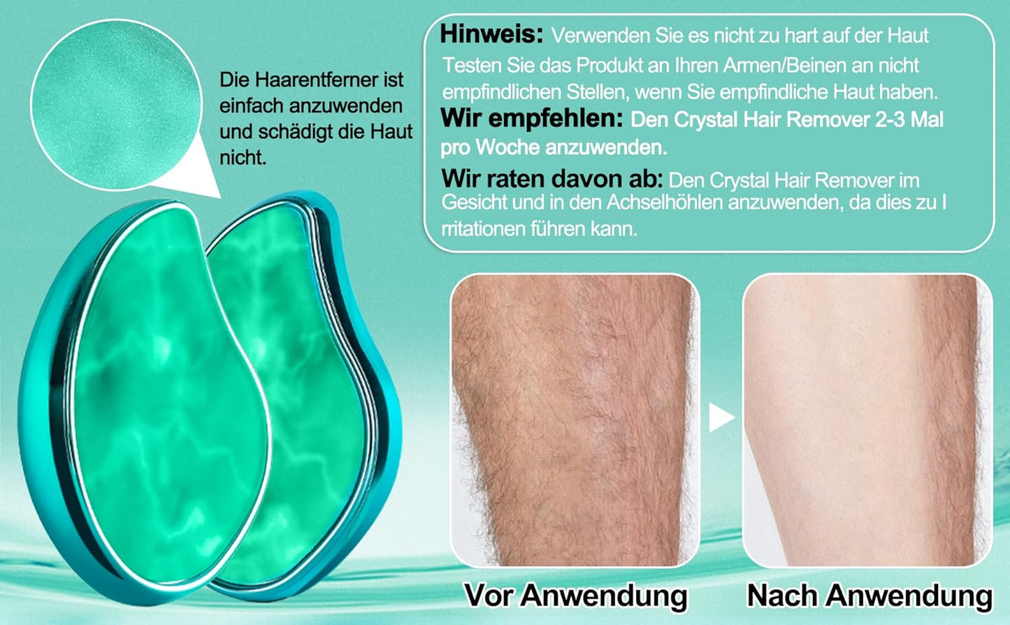 LEBEXY Nano Haarentferner Stein Damen | Crystal Haarentferner | Kristall Haarradierer | Haarentfernung Ohne Rasieren Schmerzen & Schneiden | Schmerzloser Haarentfernungsgerät Epilierer Werkzeug