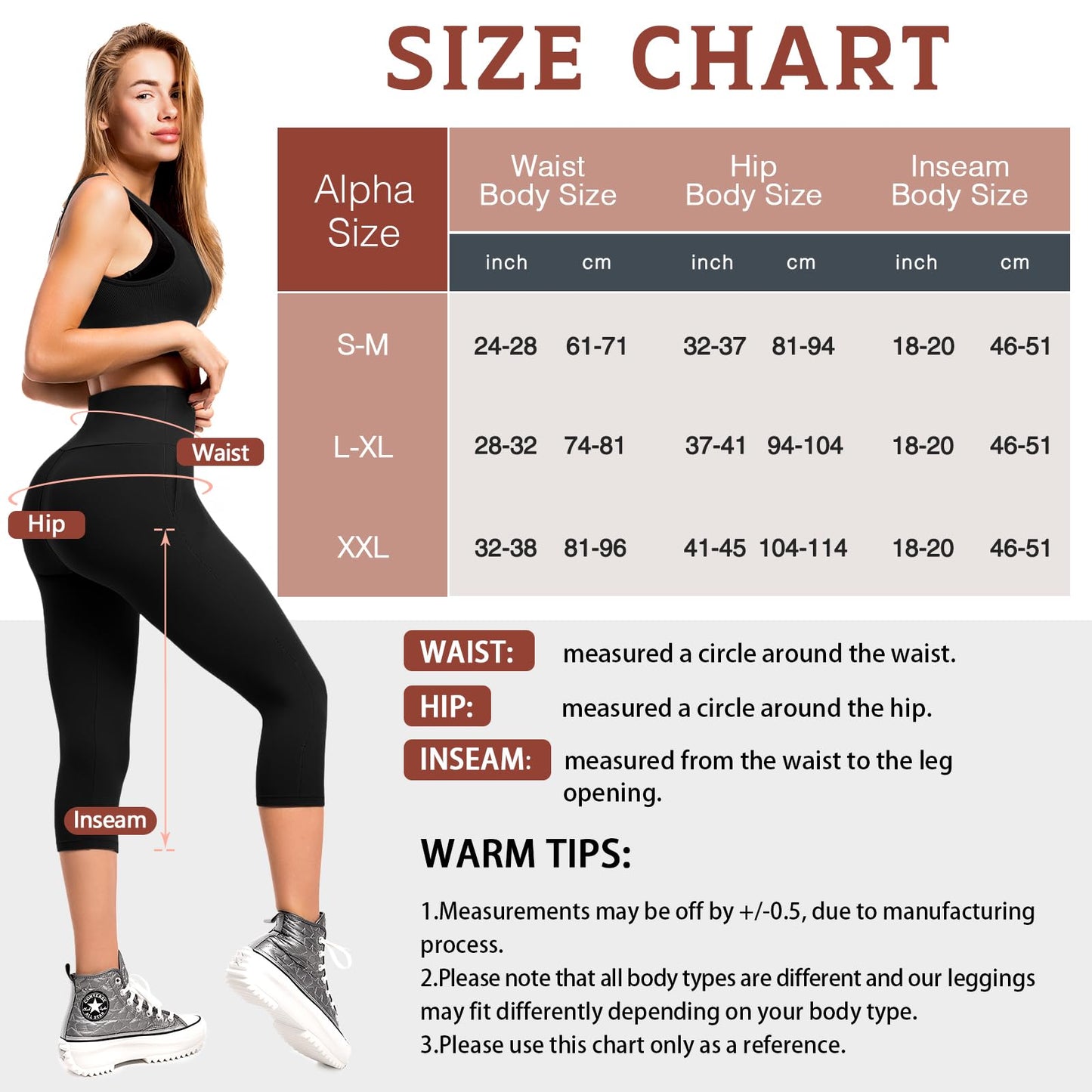 SINOPHANT Women’s High Waist 3/4 Leggings with Pockets – Opaque & Stretchy