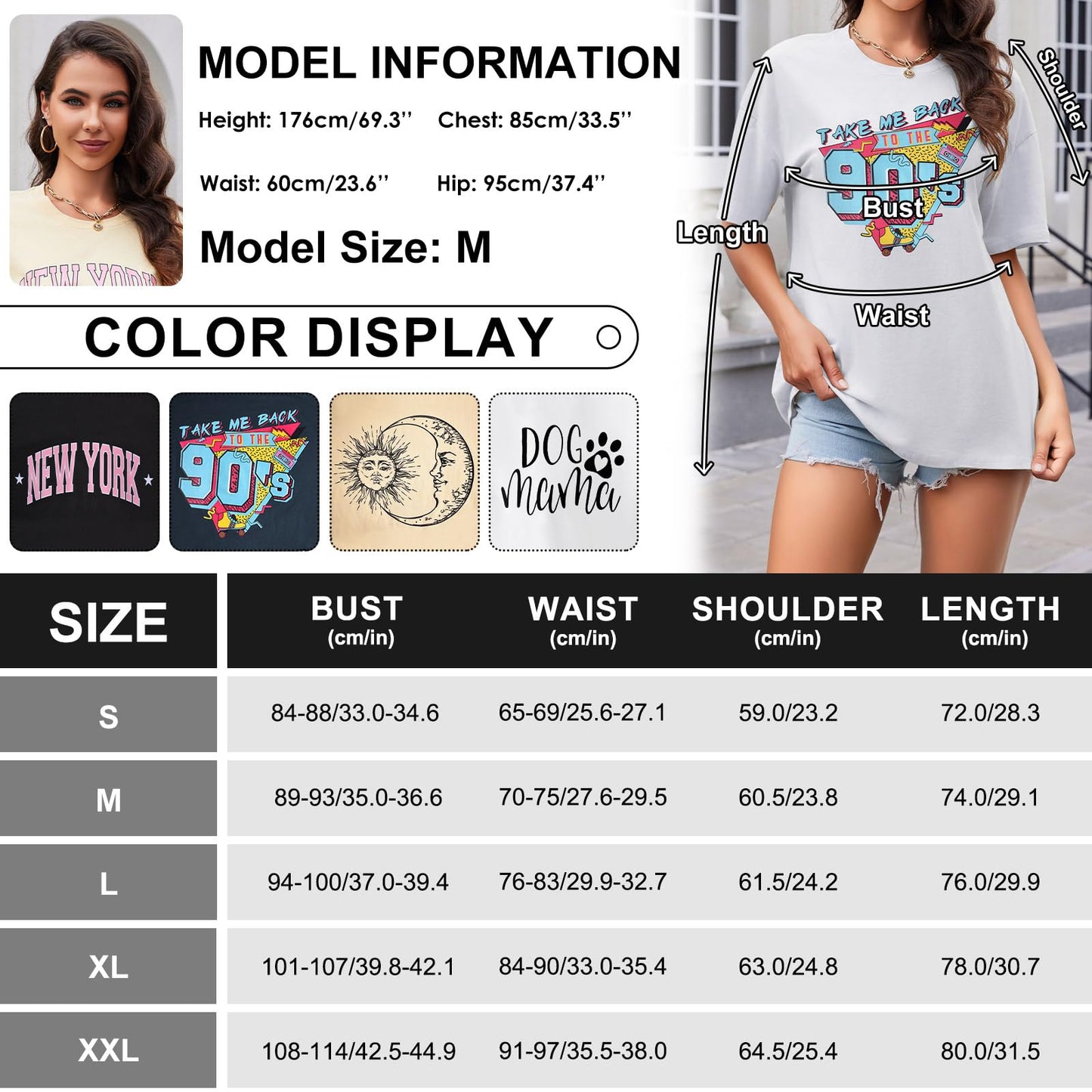 Women’s Oversized Cotton T-Shirt – Round Neck Short Sleeve