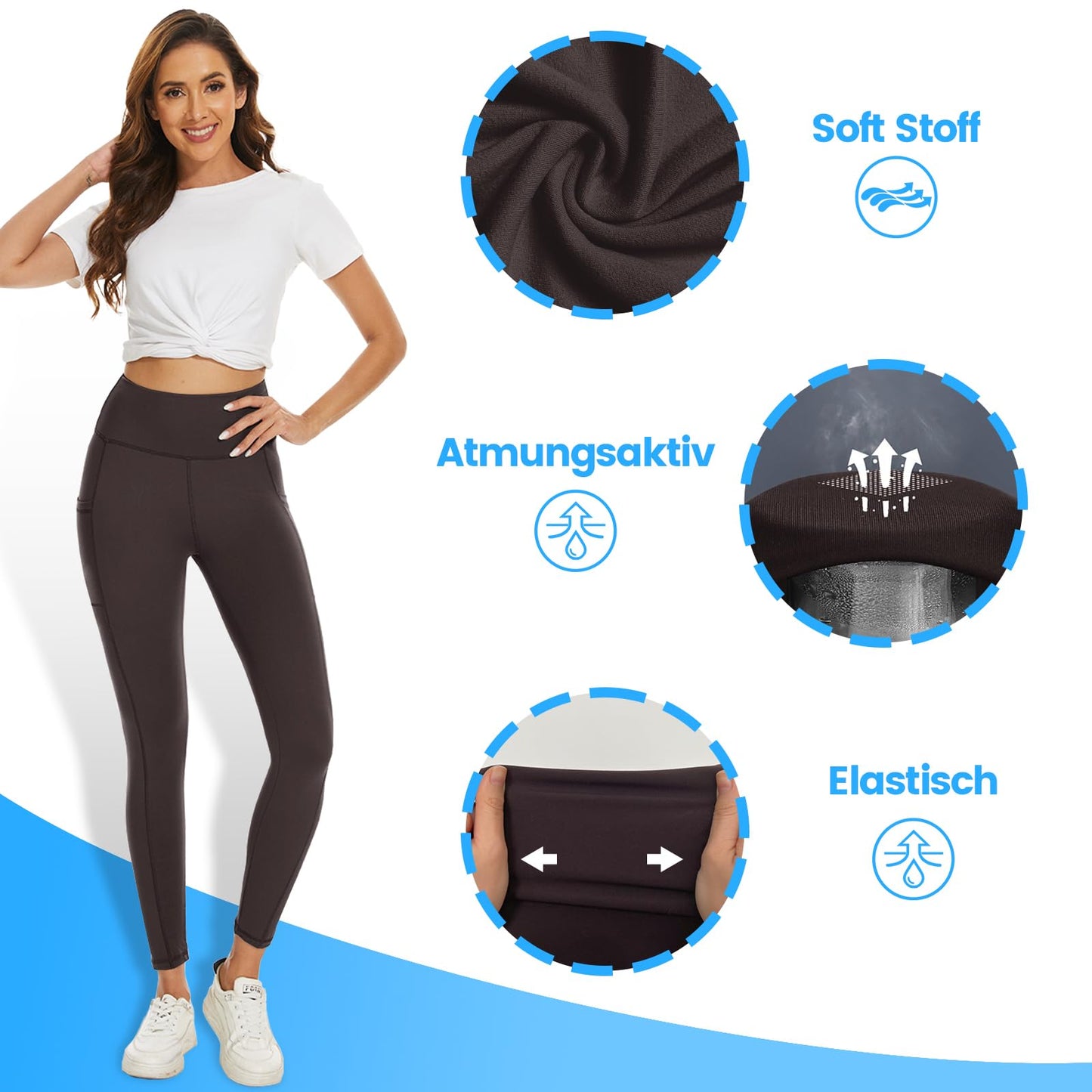 2-Pack Women’s High Waist Sport Leggings – With Pockets, Squat-Proof