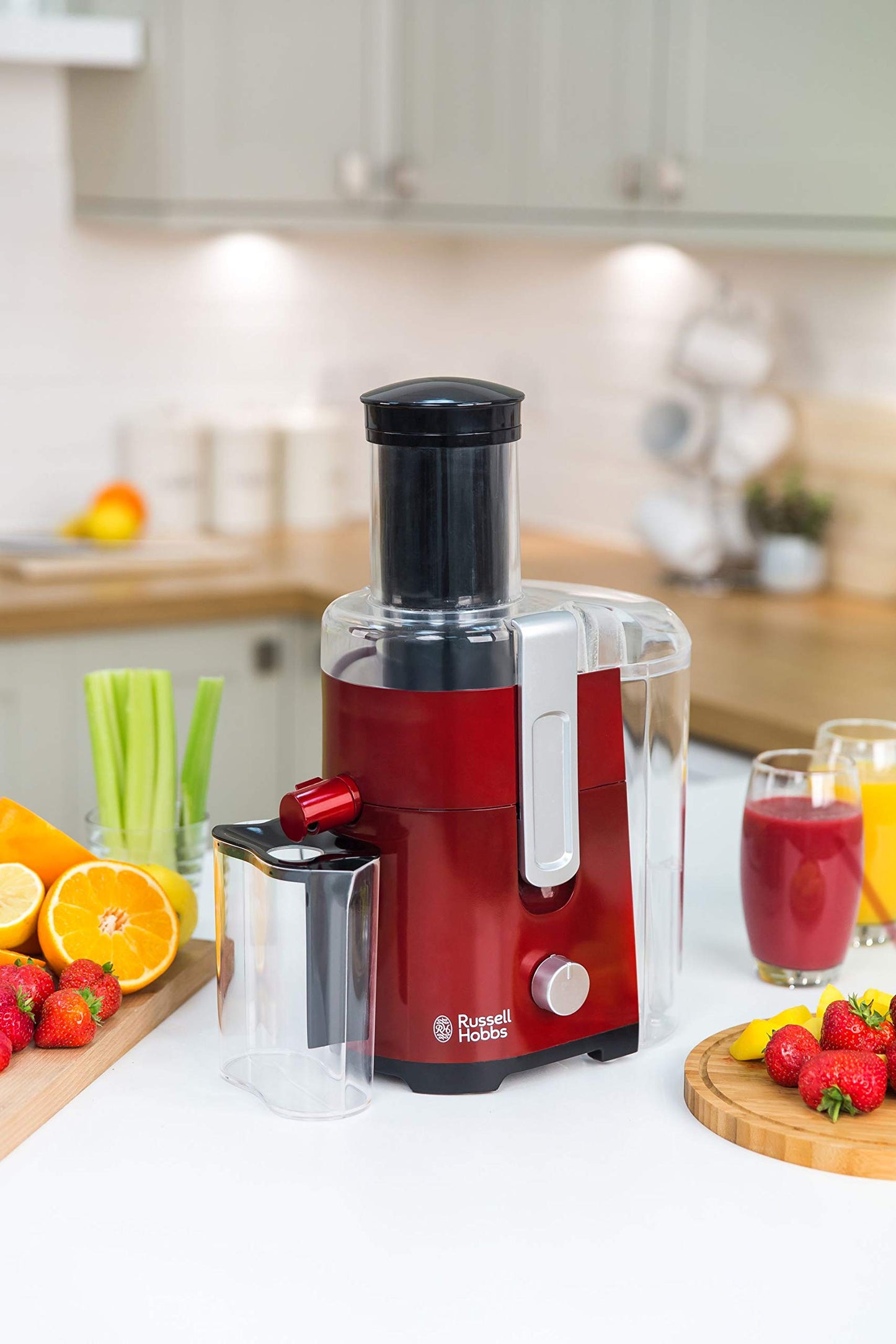 Russell Hobbs Zerkleinerer elektrisch Mini [Glasbehälter inkl. Aufbewahrungsdeckel] Desire Rot (500ml, Gemüsezerkleinerer, Mixer, Multi-& Universalzerkleinerer f. Gemüse, Obst & Fleisch) 24660-56