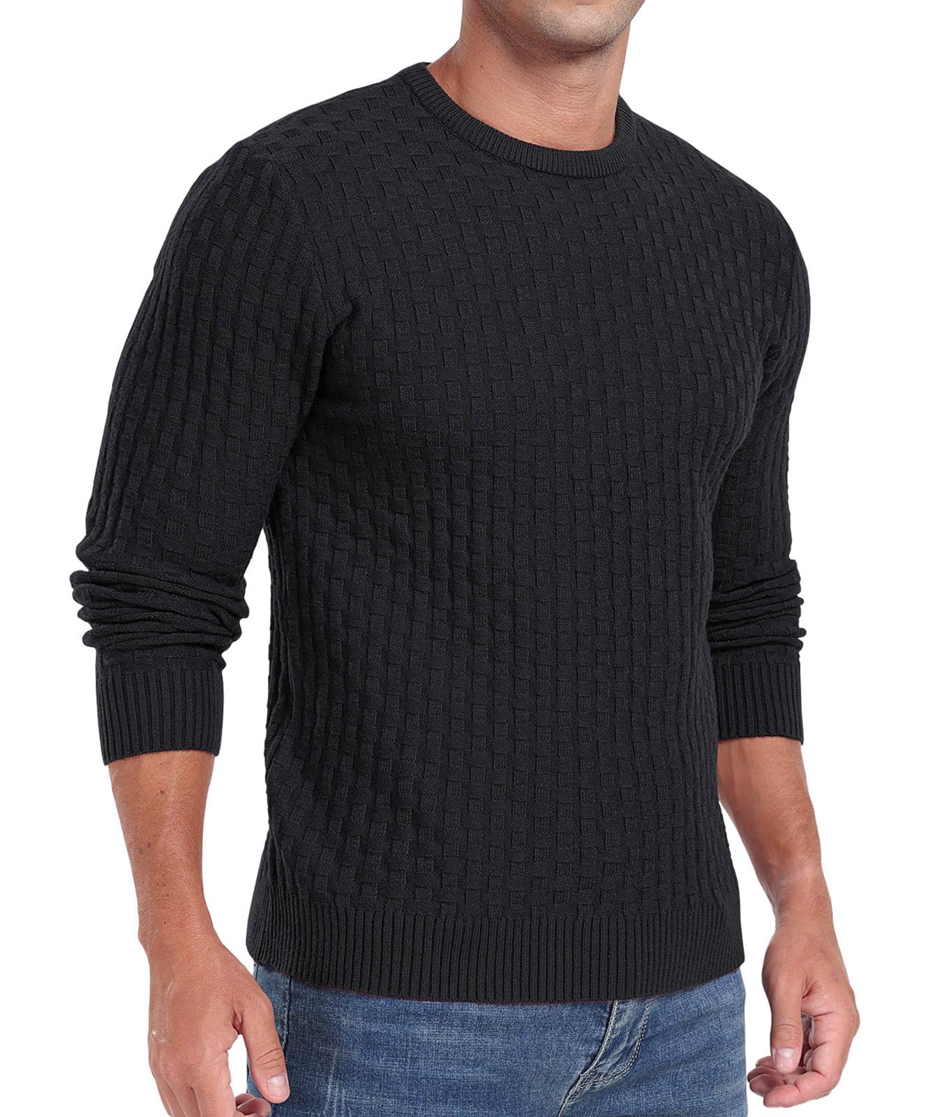 Sailwind Men’s Crew Neck Waffle Knit Sweater