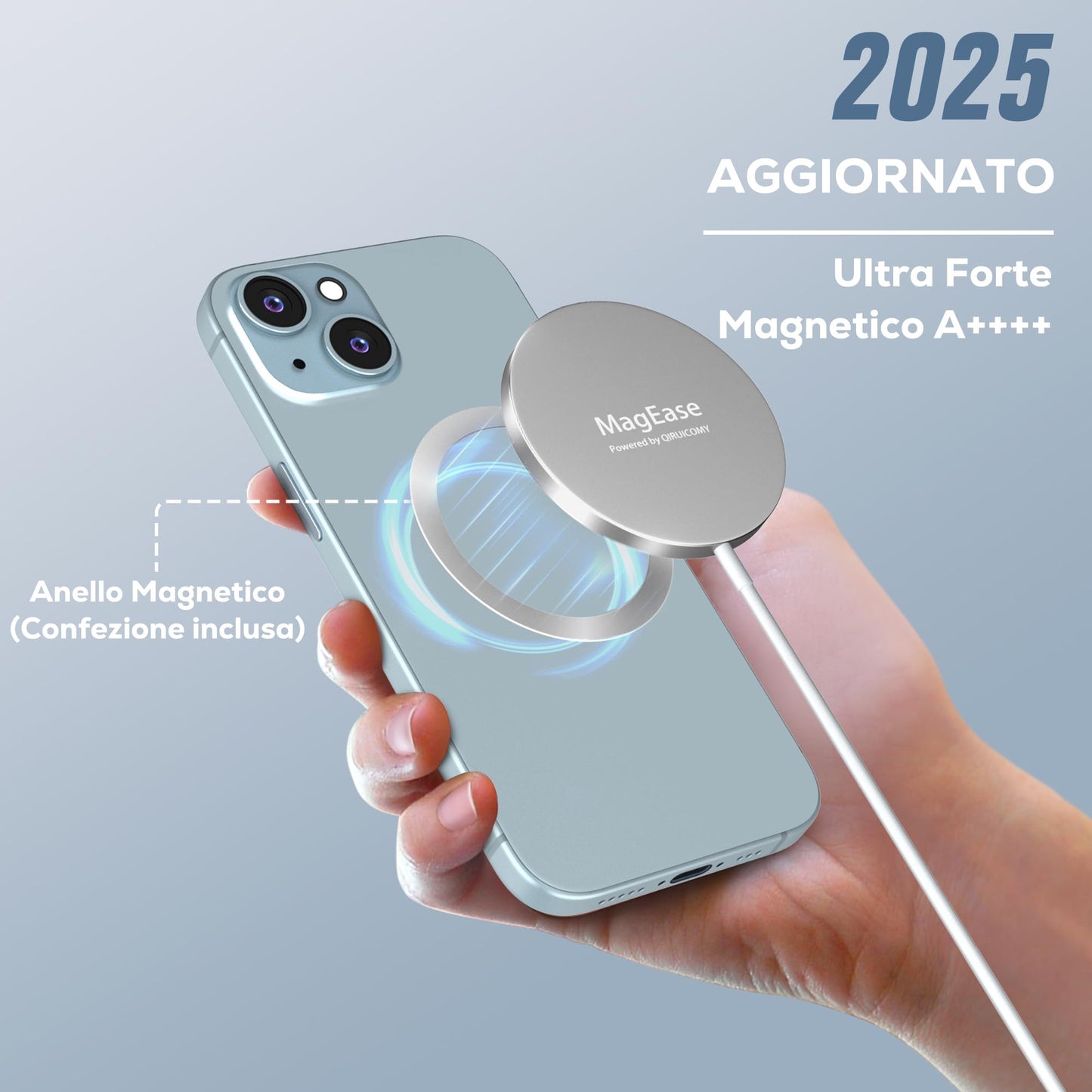 Magnetisches kabelloses Ladegerät, MagEase 15 W kabelloses Ladegerät mag~Safe, kompatibel mit iPhone 17/16/15/14/13/12-Serie und AirPods 3/2/Pro,2-Stück (Weiß)