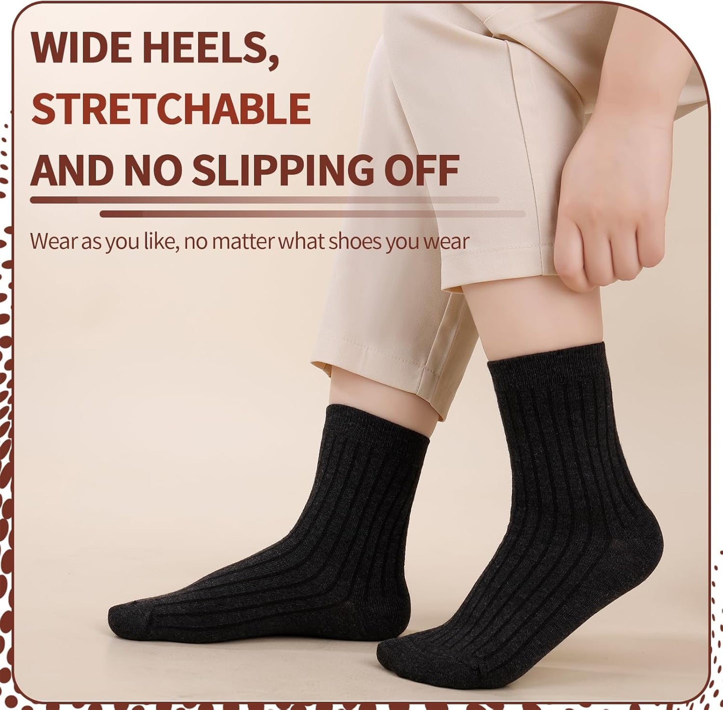 10 Pairs Women's Long Cotton Socks – Breathable Crew Socks