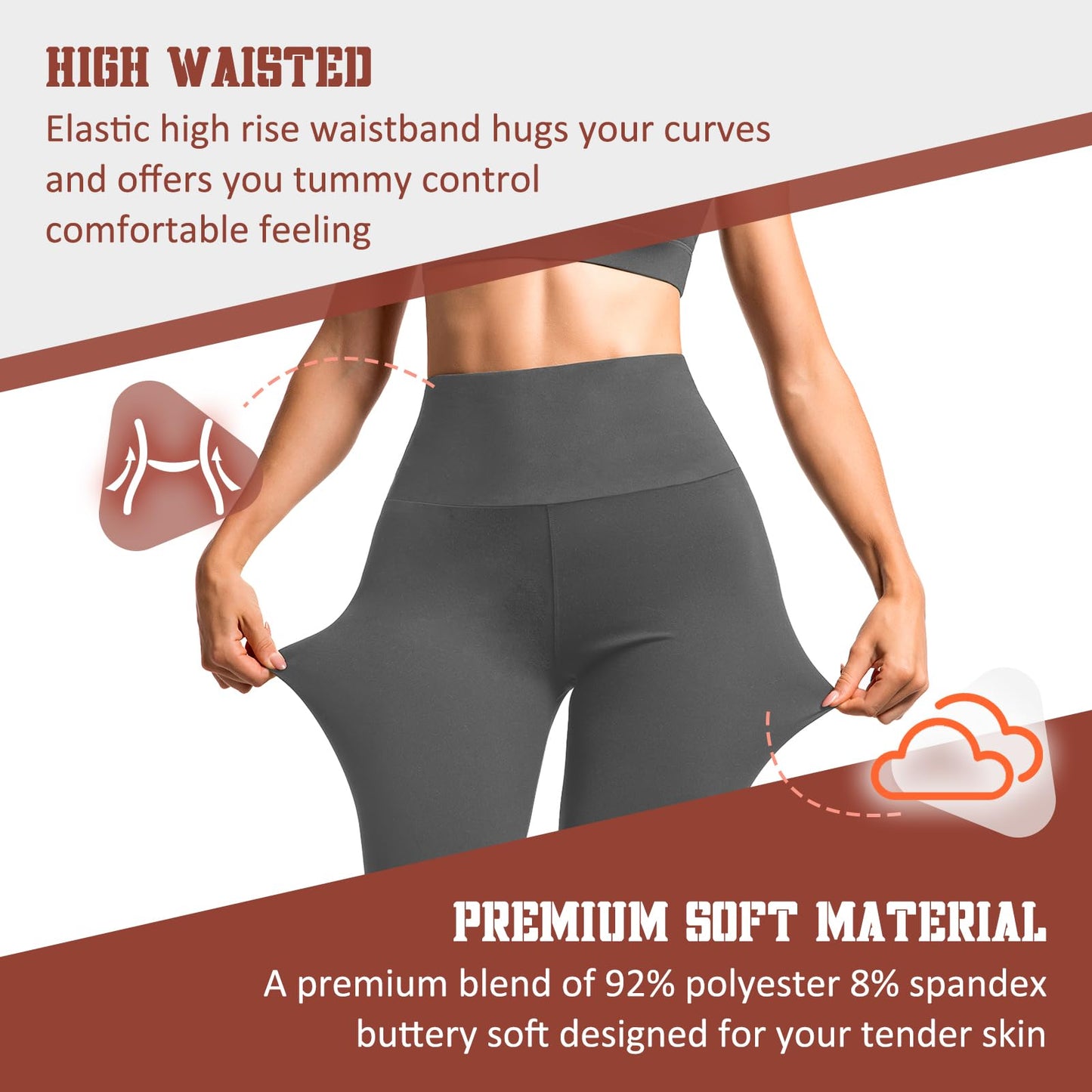 SINOPHANT Women’s High Waist 3/4 Leggings with Pockets – Opaque & Stretchy