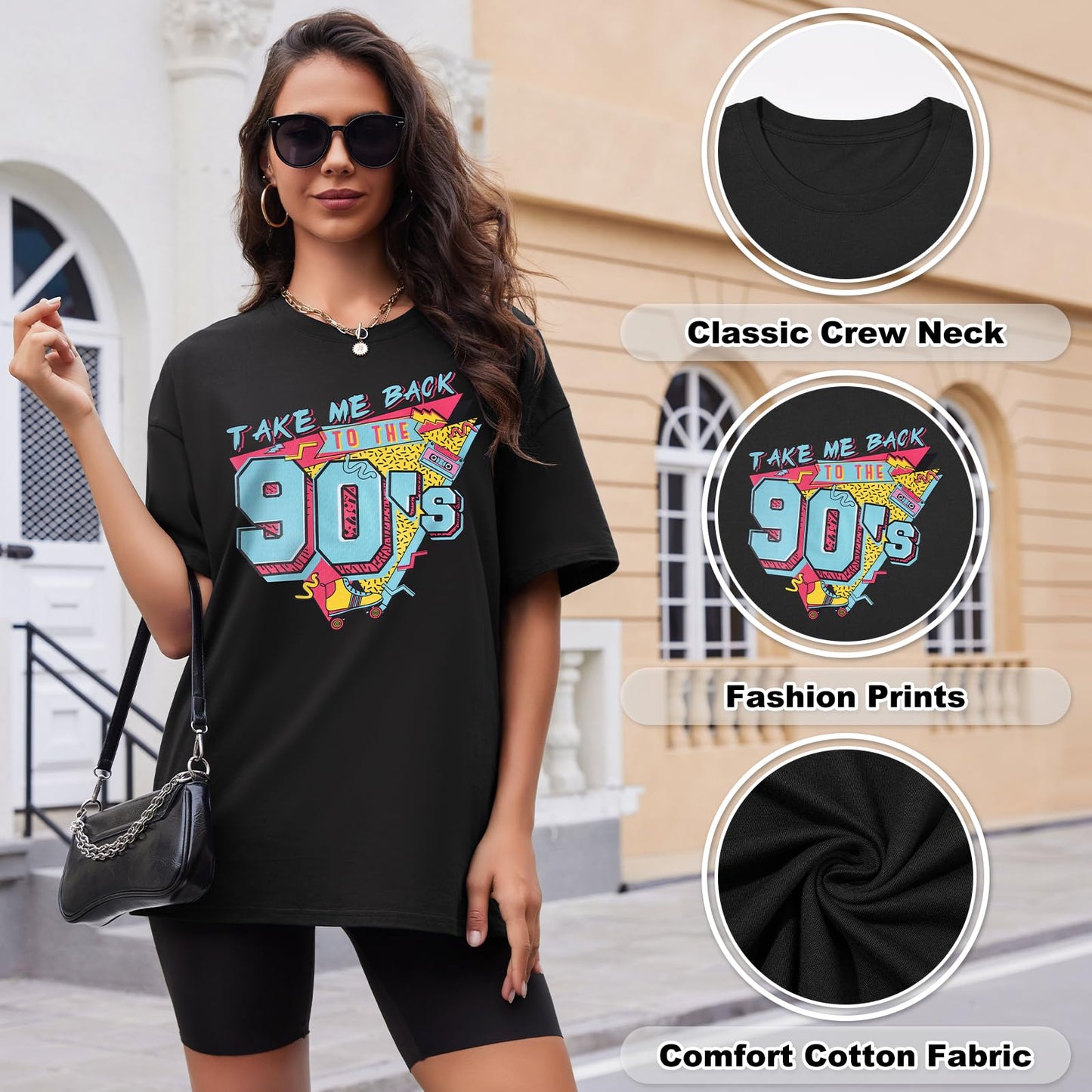 Women’s Oversized Cotton T-Shirt – Round Neck Short Sleeve