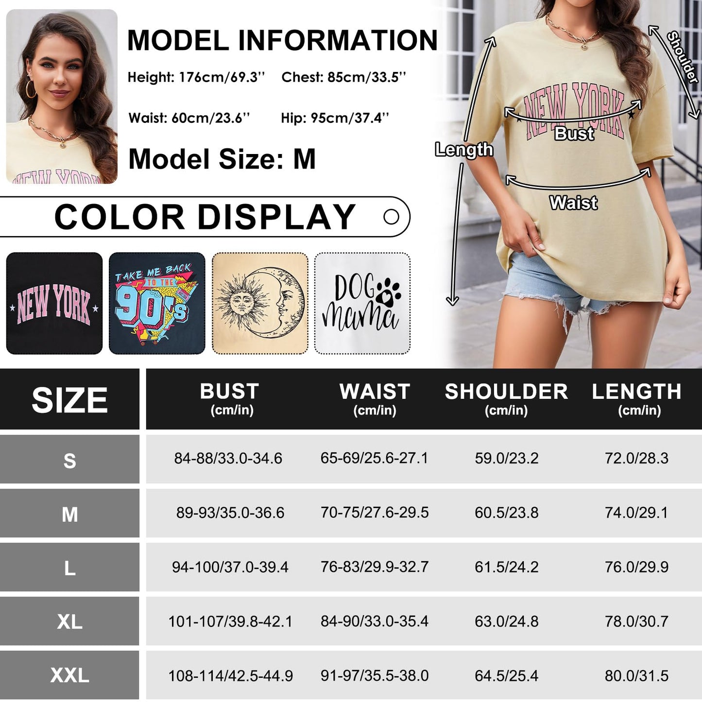 Women’s Oversized Cotton T-Shirt – Round Neck Short Sleeve