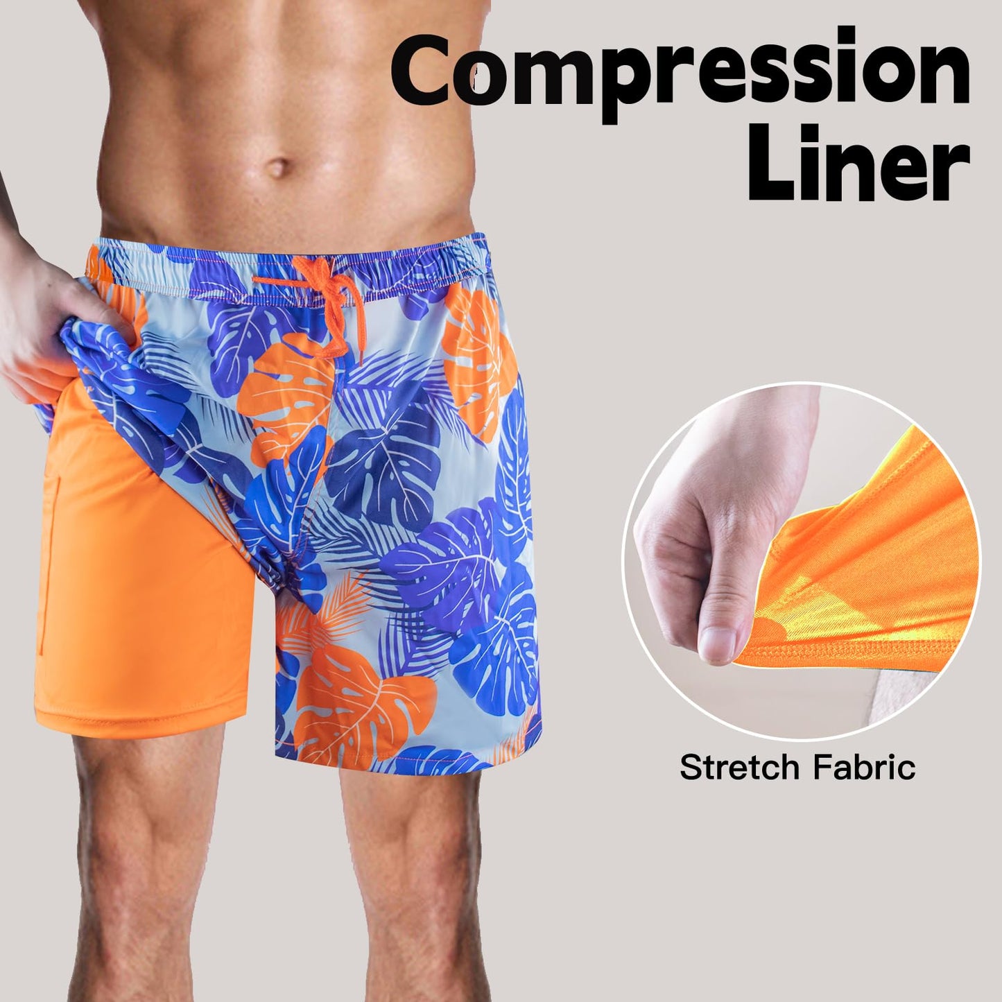 Men’s 2-in-1 Quick-Dry Swim Shorts – Compression Liner Boardshorts
