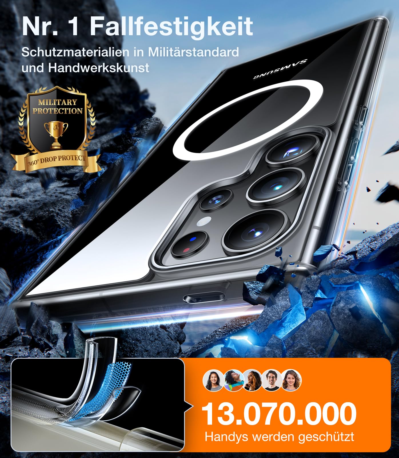 TORRAS For Samsung Galaxy S25 Ultra Case for MagSafe No.1 Protective Power and Magnetic Force S25 Ultra Case Military Level Shockproof Scratch-Resistant with Airbags Hard Case Protective Case Guardian 