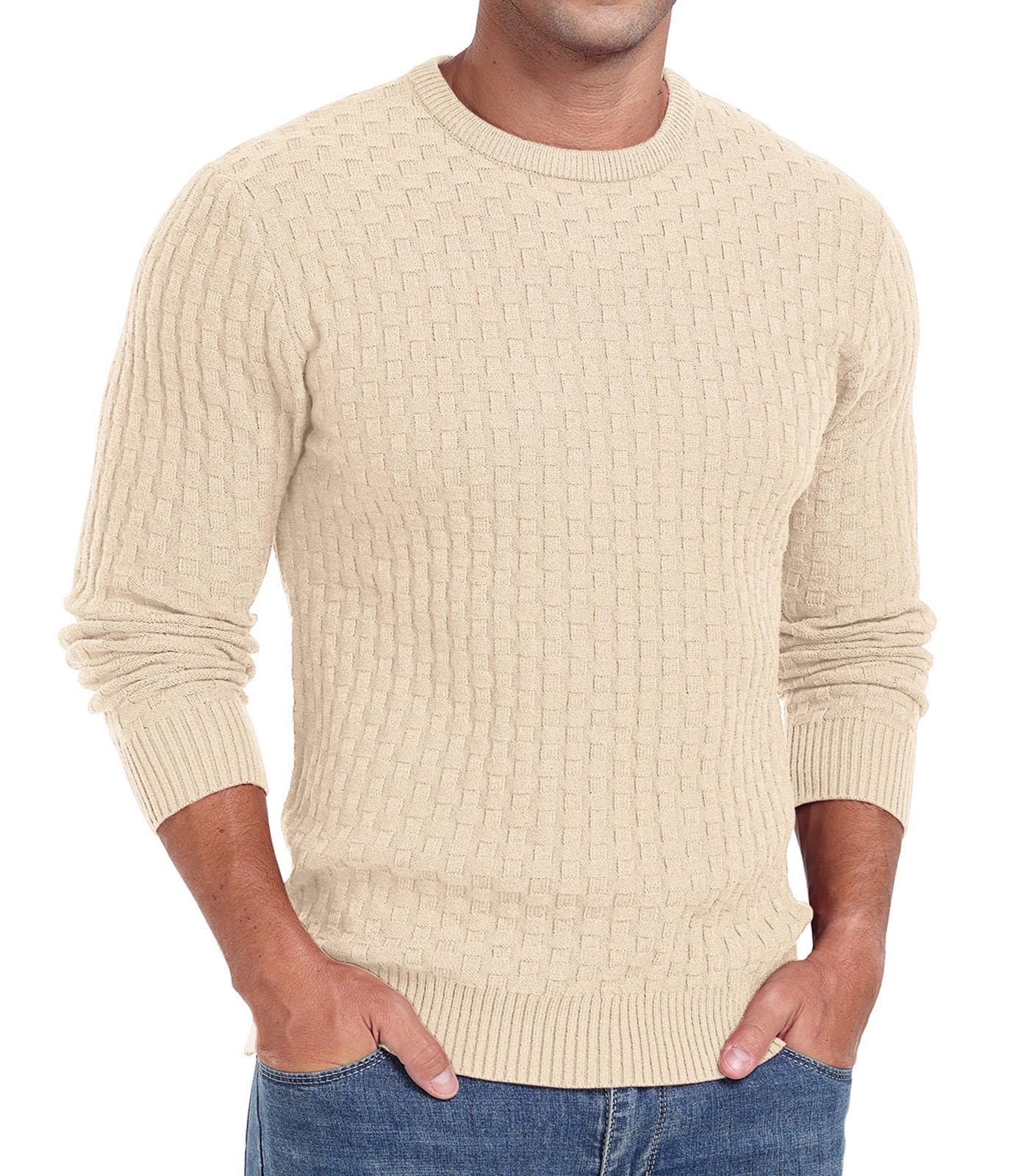 Sailwind Men’s Crew Neck Waffle Knit Sweater