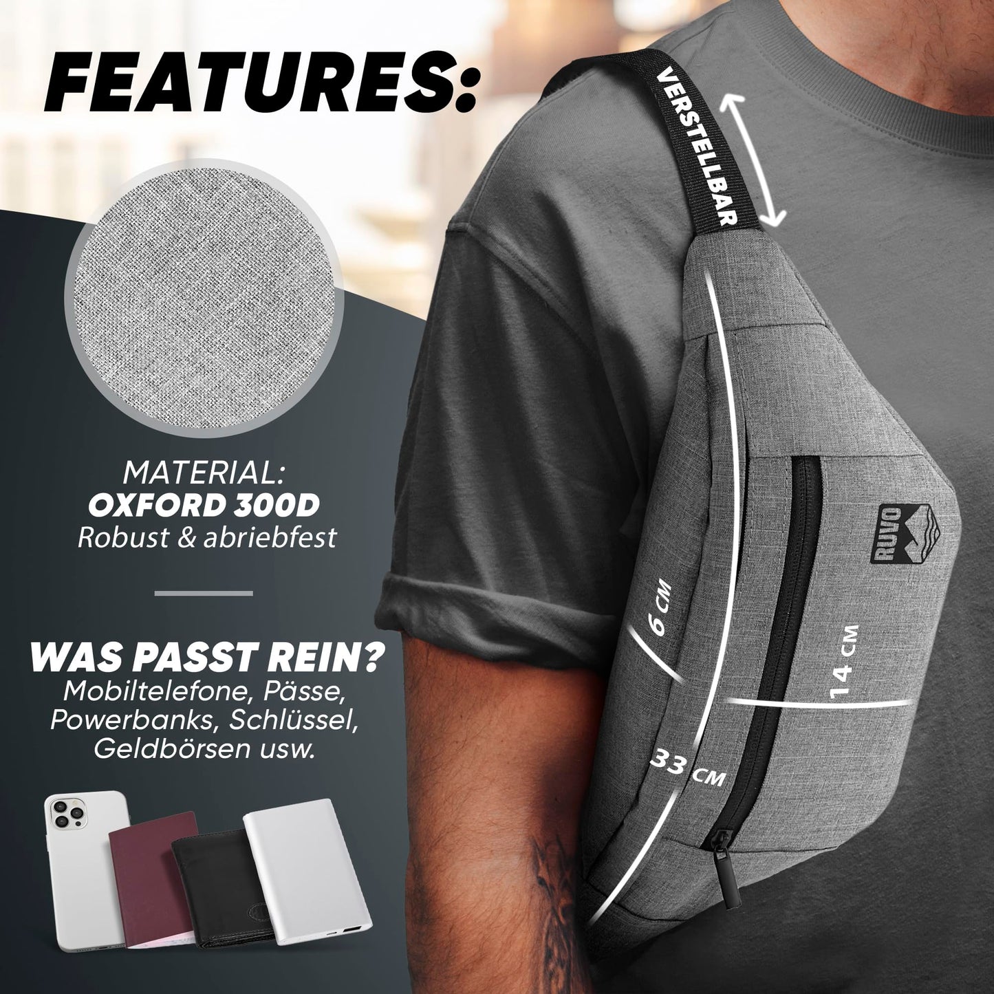RUVO Waist Bag – Stylish & Spacious Unisex Hip Bag for Every Activity