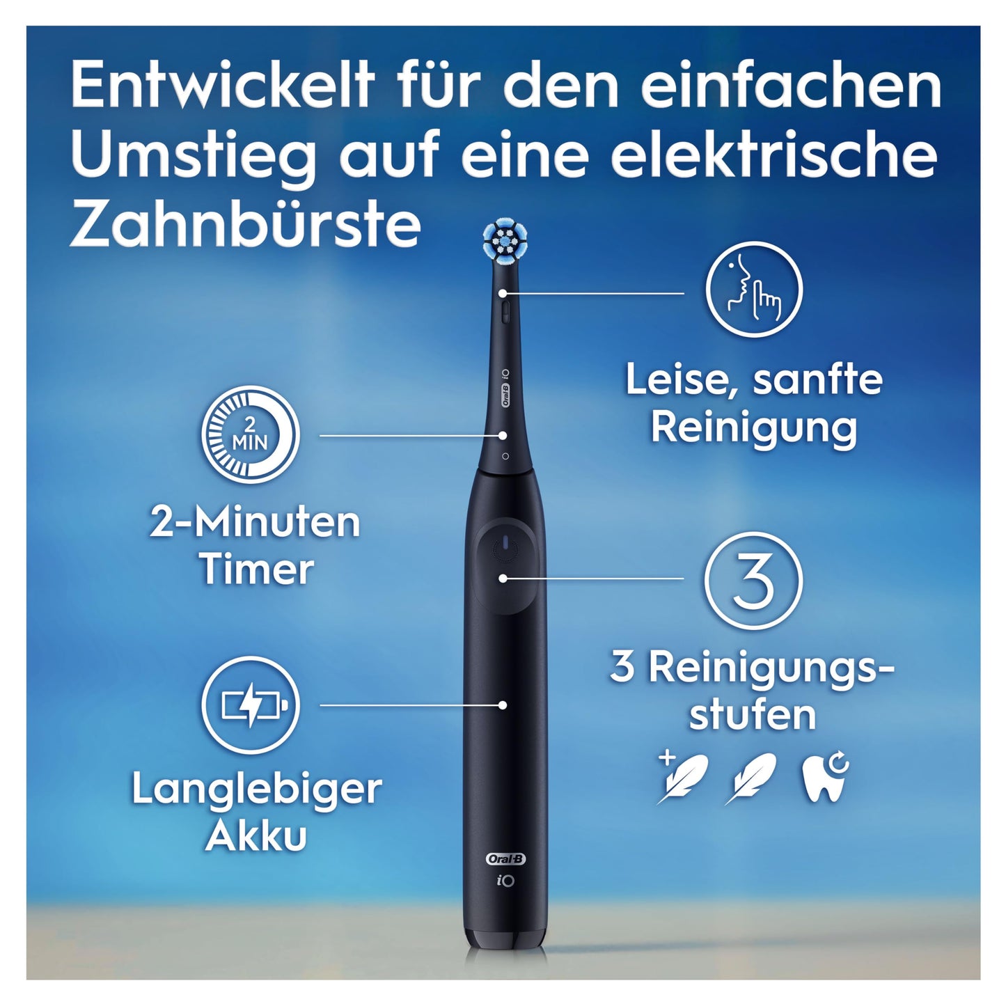 Oral-B PRO 3 3500 Elektrische Zahnbürste/Electric Toothbrush, 2 Aufsteckbürsten, mit 3 Putzmodi und visueller 360° Andruckkontrolle für Zahnpflege, Reiseetui, Geschenk Mann/Frau, schwarz