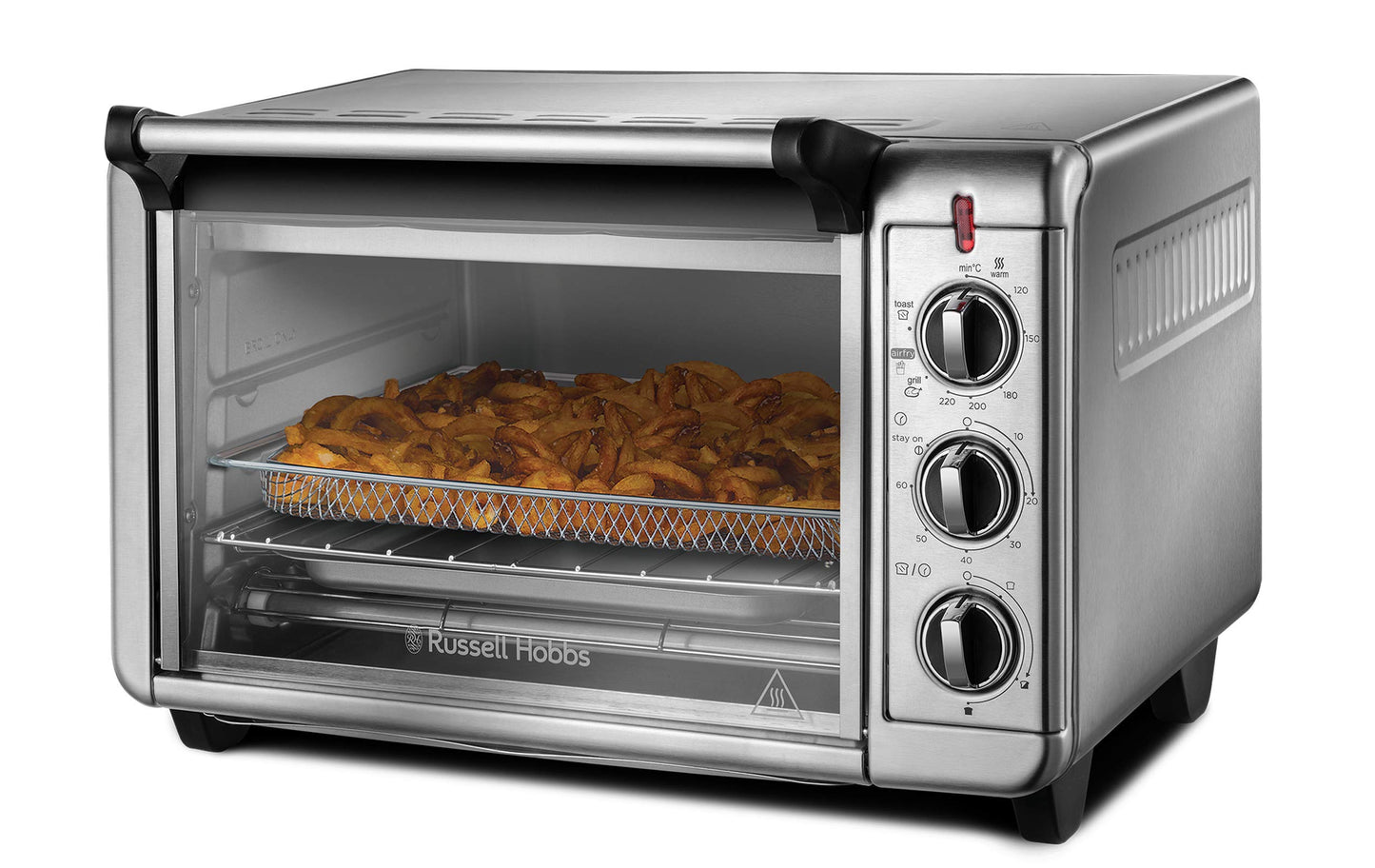 Russell Hobbs Backofen Airfryer [5-in-1: Heißluftfritteuse, Minibackofen, Grill, Toaster, Warmhaltefunktion] Express (20l, Pizza Ø 30cm, inkl. Frittierkorb, Backblech&Grillrost) Umluft- Ofen 26680-56