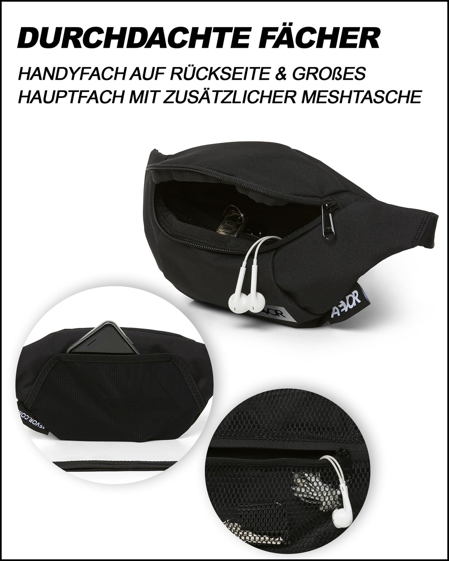 AEVOR Hip Bag Black Eclipse – Sustainable Water-Repellent Waist Bag