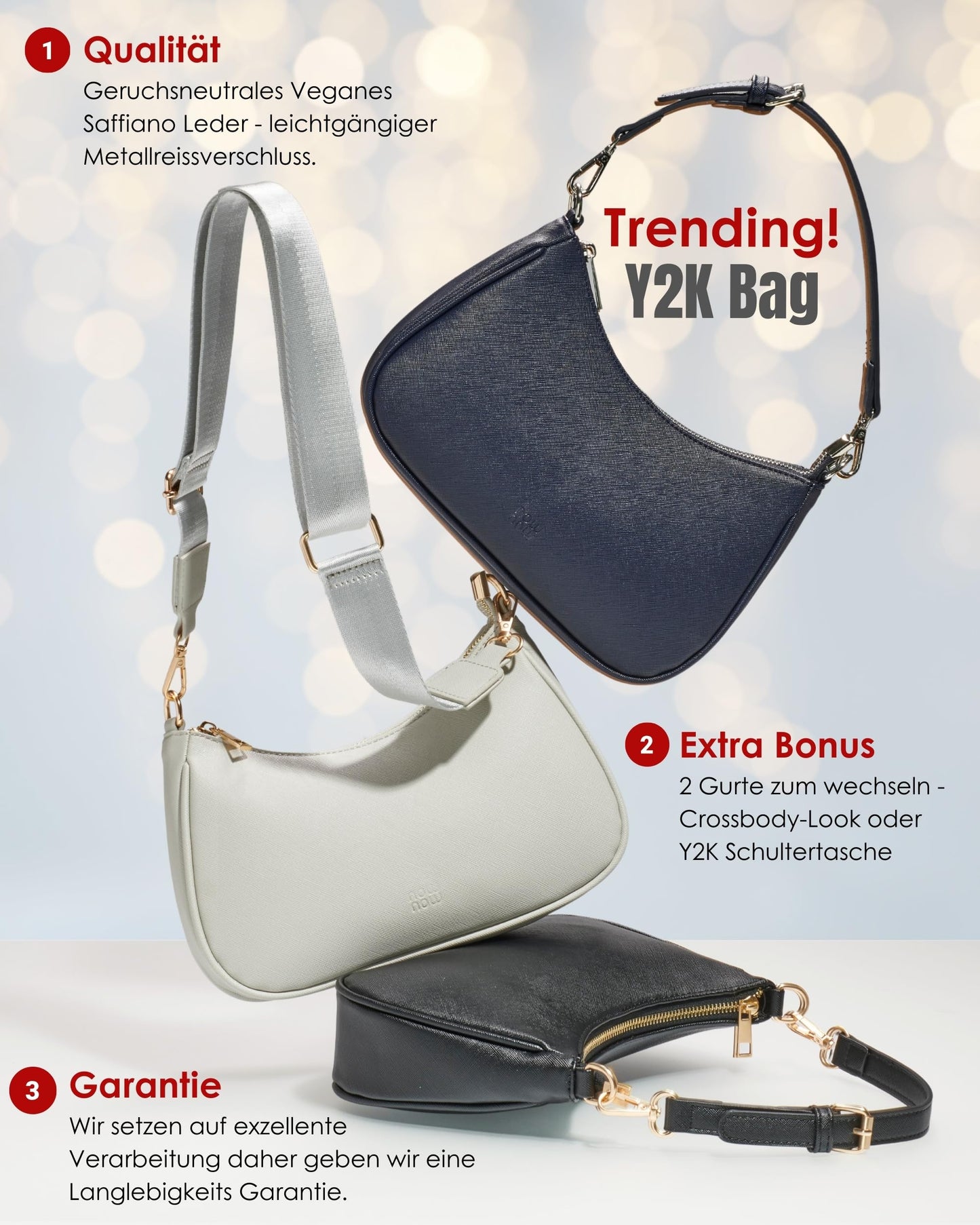 Y2K Half Moon Crossbody Bag for Women