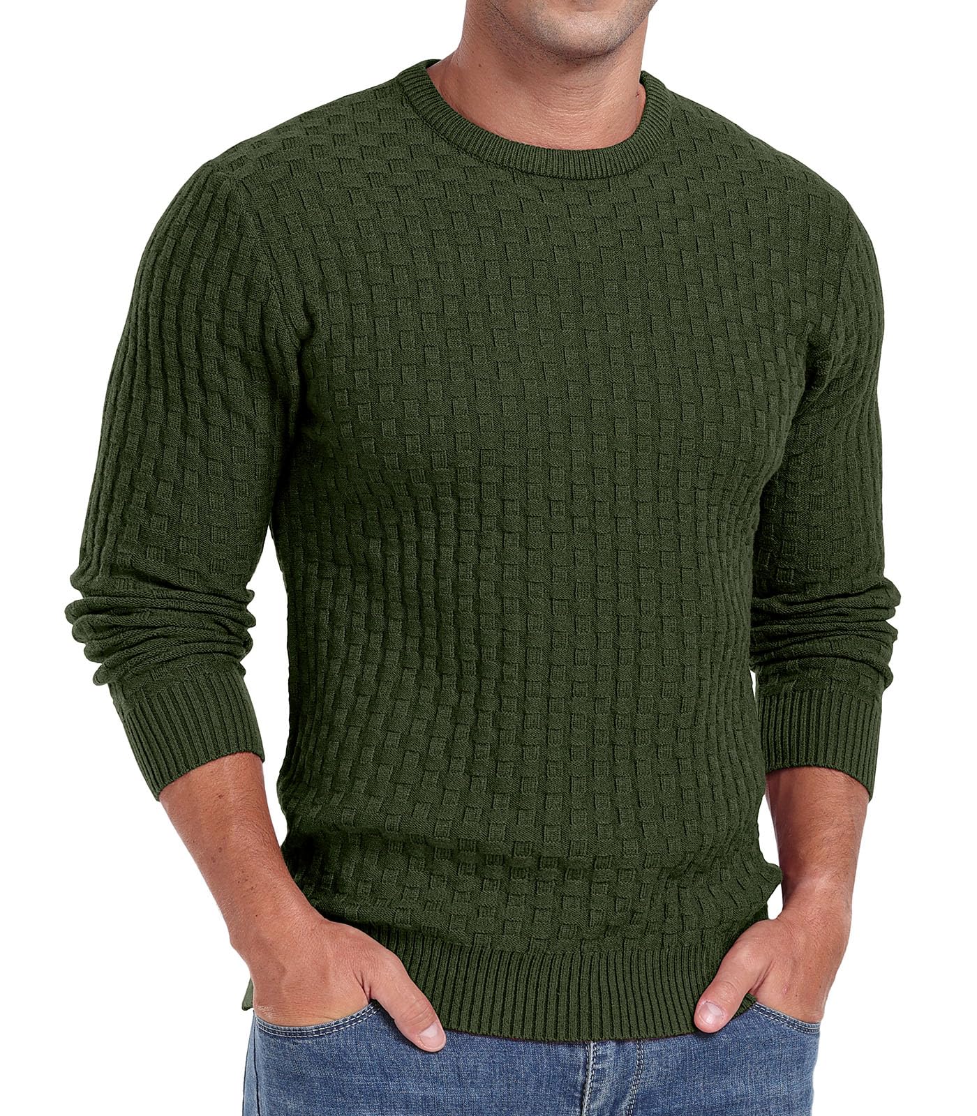 Sailwind Men’s Crew Neck Waffle Knit Sweater