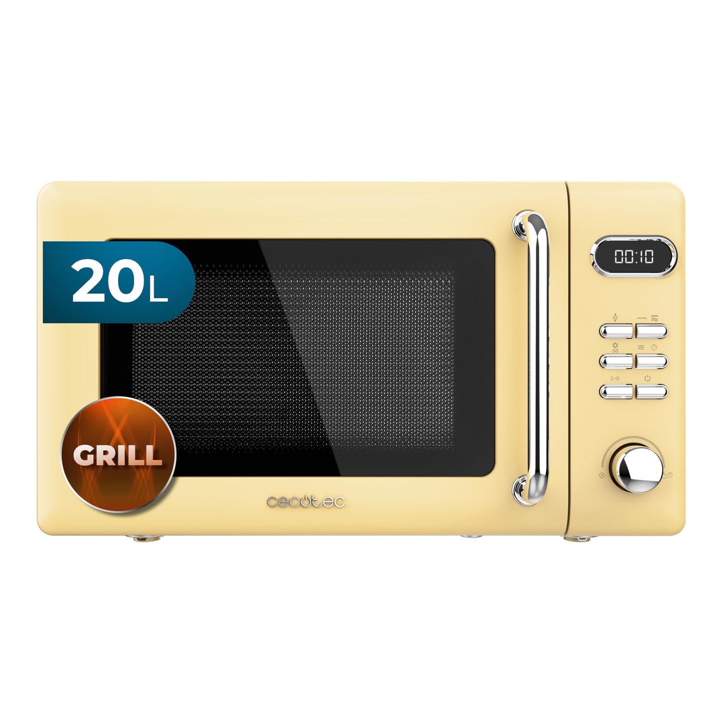Cecotec Digitale Mikrowelle mit Grill Proclean 5110 Retro Green, 700 W in 5 Stufen, Timer bis 60 Minuten, 8 Programme und Auftaumodus, Vintage-Design in Grün