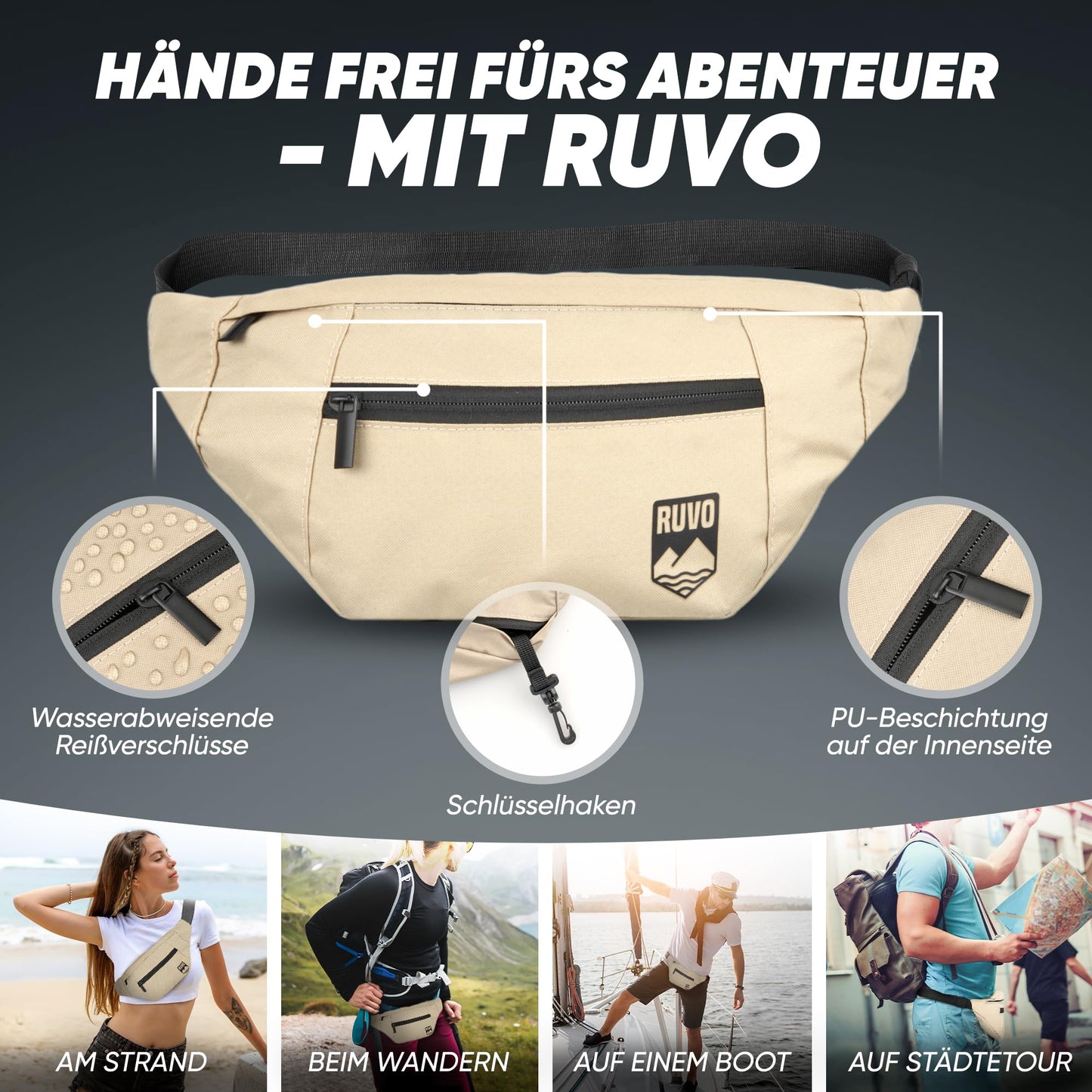 RUVO Waist Bag – Stylish & Spacious Unisex Hip Bag for Every Activity