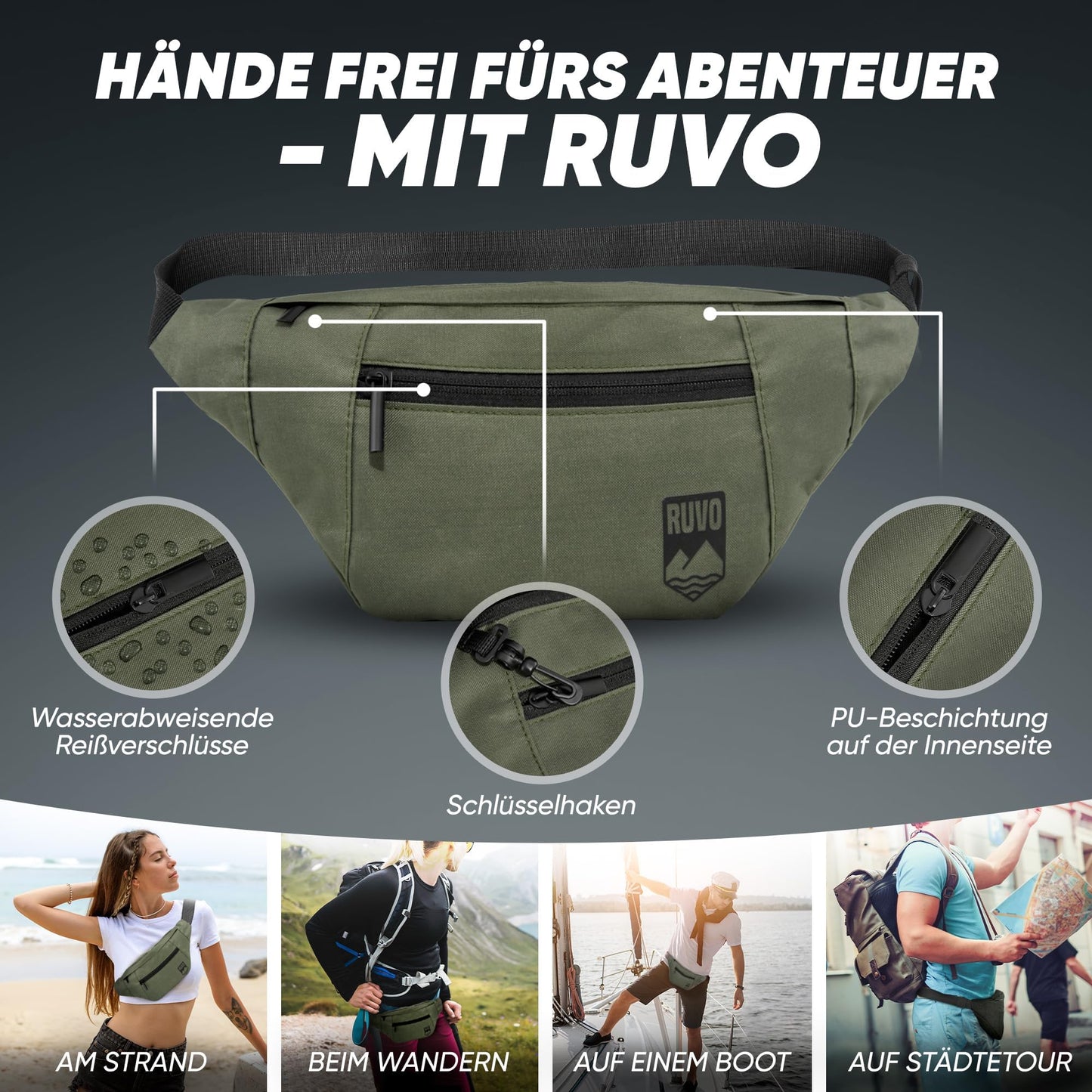 RUVO Waist Bag – Stylish & Spacious Unisex Hip Bag for Every Activity