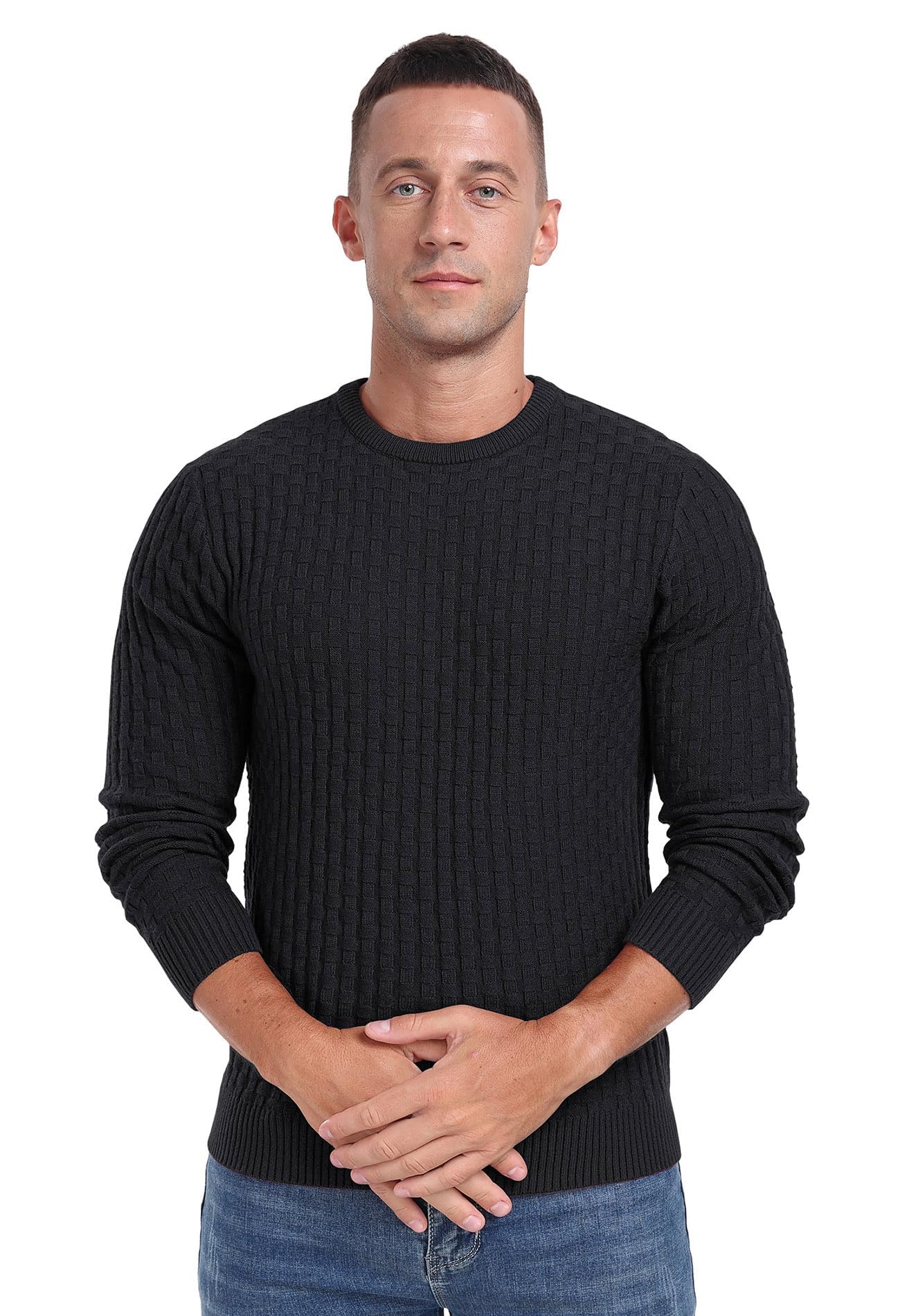 Sailwind Men’s Crew Neck Waffle Knit Sweater